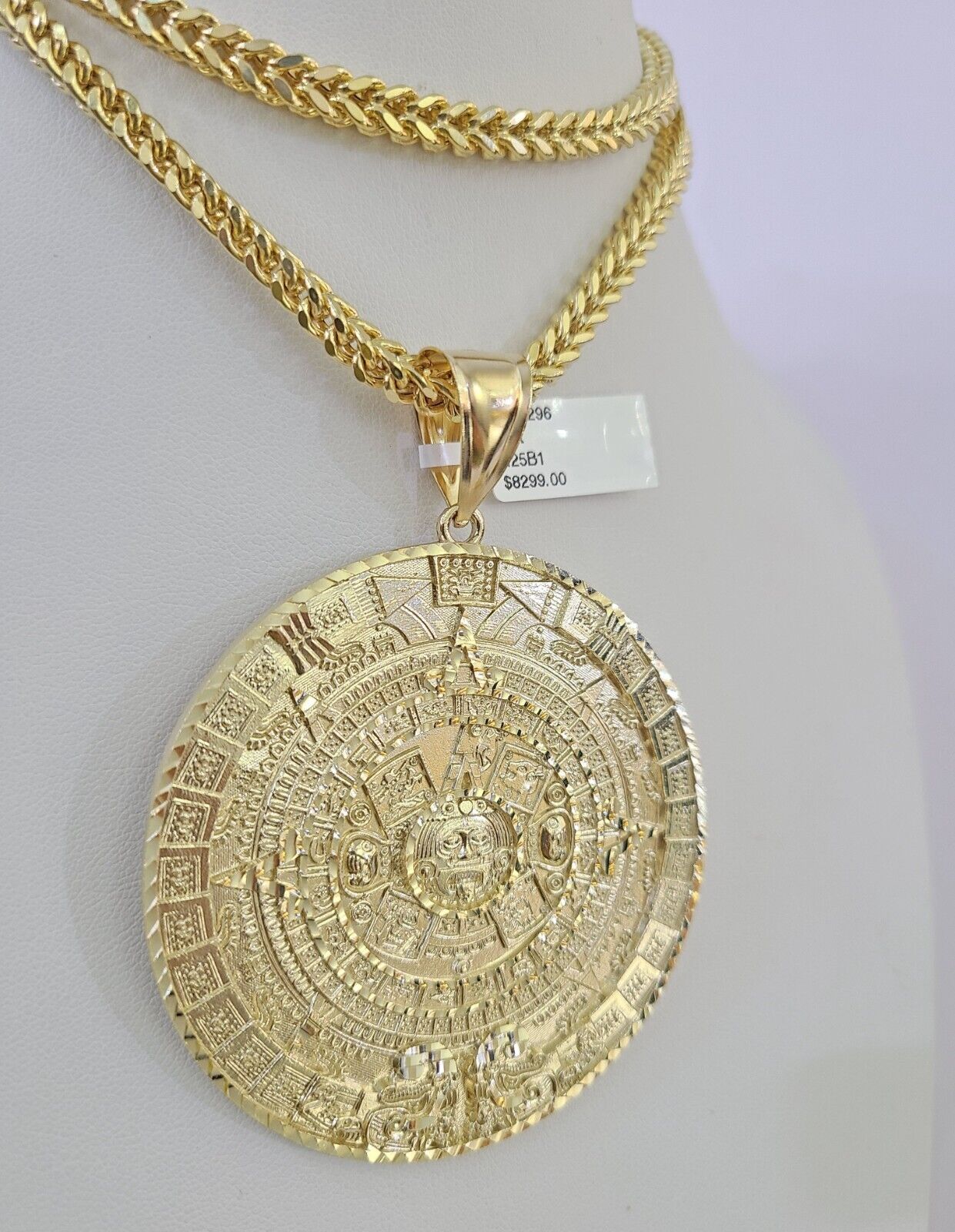 Real 10K Yellow Gold Mayan Calendar Pendant Charm For Men's 10kt
