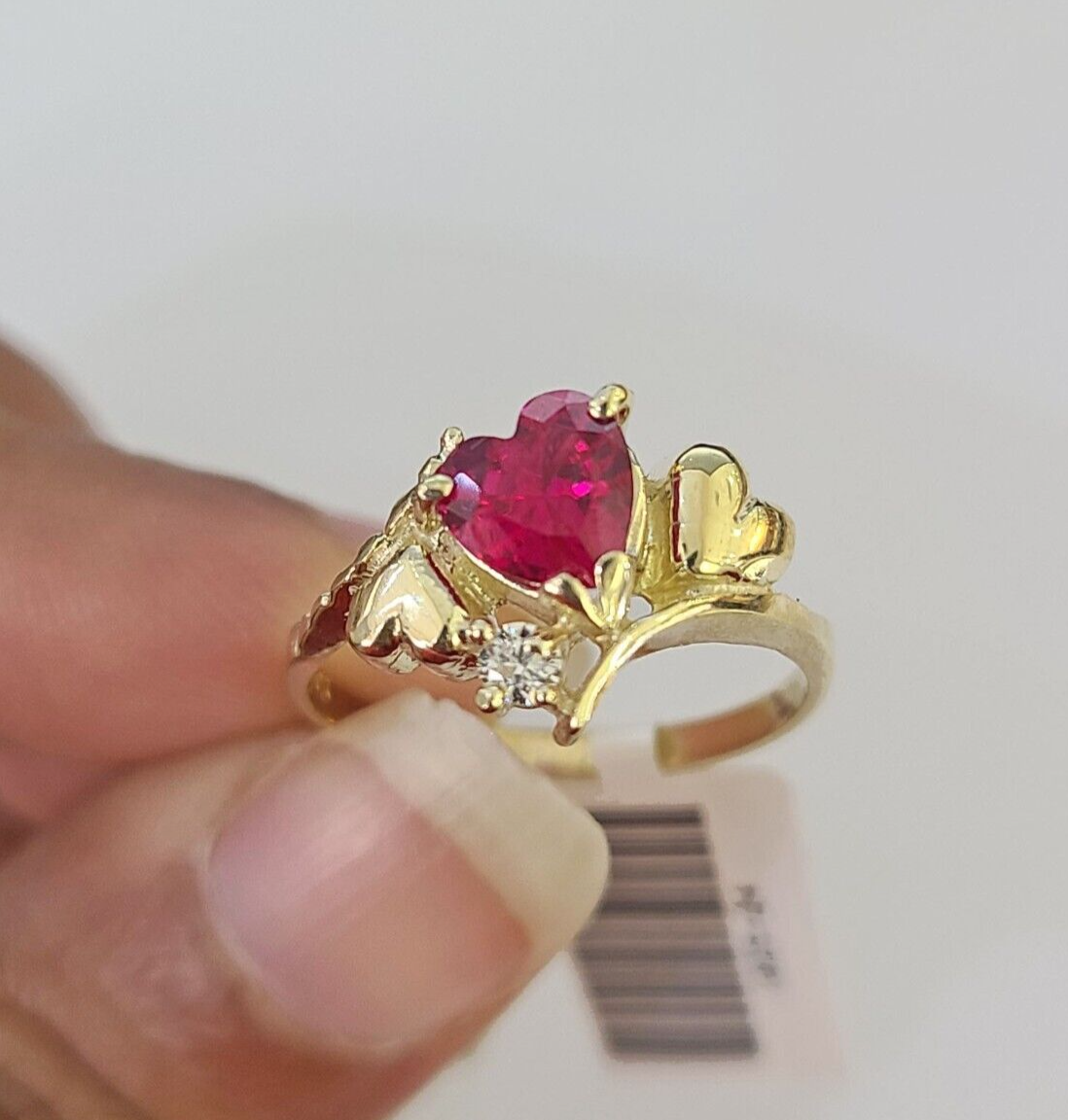 Real 10k Yellow Gold Hearts Ring Wedding Engagement Casual 10Kt Genuine All Sizes