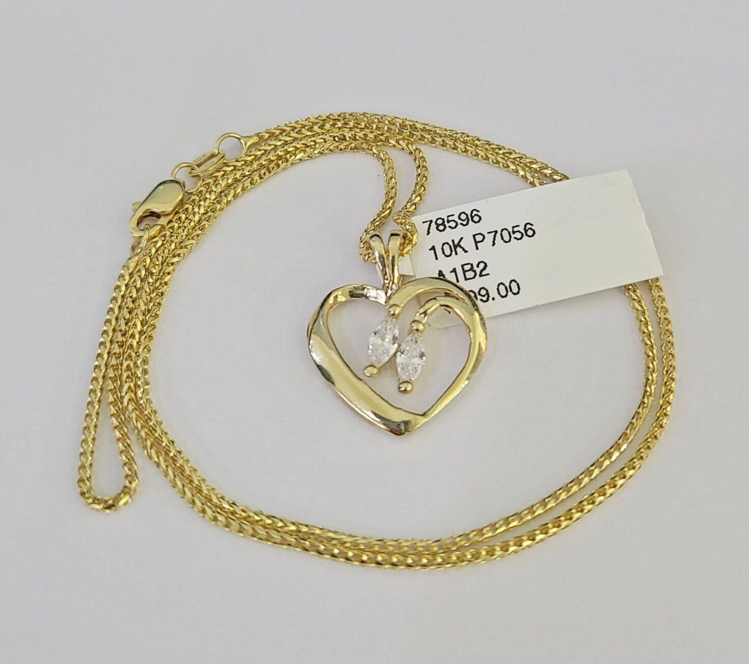 10K Solid Franco Chain Heart Pendant Charm Necklace 16"-22" 1mm Gold Ladies