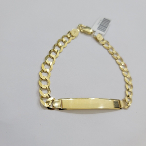 10k Gold Bracelet ID Cuban Curb Link SOLID 10kt Yellow Gold 7mm 8 Inches REAL