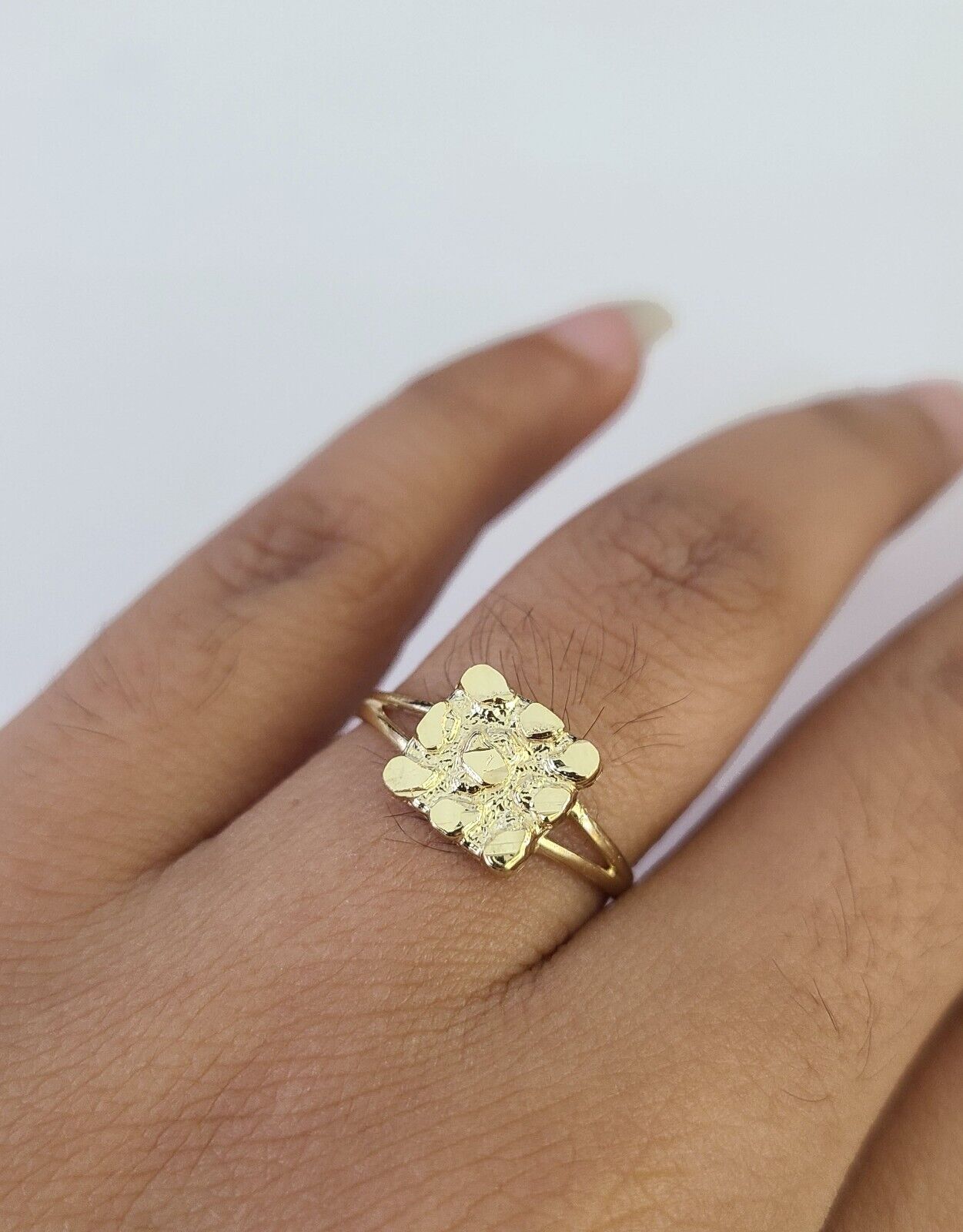 Real 10k Nugget Ring Band Wedding Engagement Women Yellow Gold All Sizes