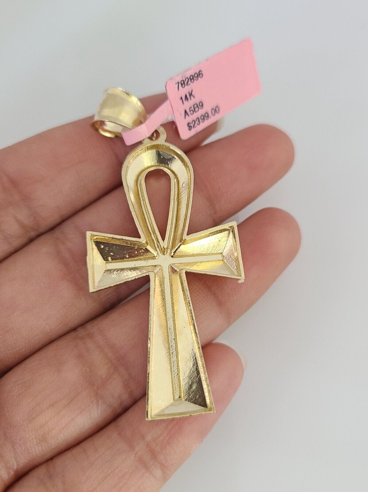 14k Gold Rope Chain Necklace Set 6mm Ankh Cross Charm Pendant 18"-28" inch