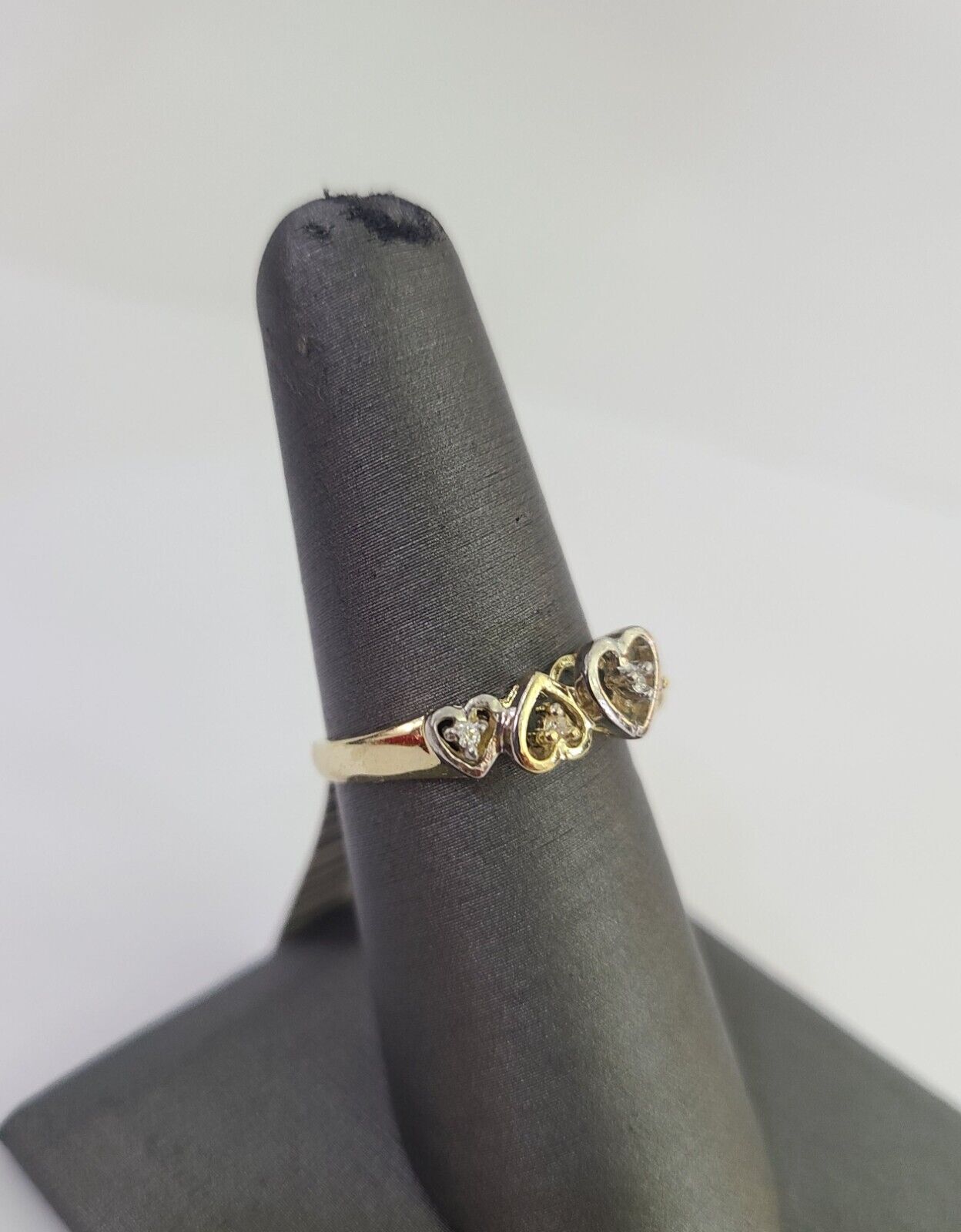 Real 10k Yellow Gold Hearts Ring Wedding Engagement Casual 10Kt Genuine All Sizes