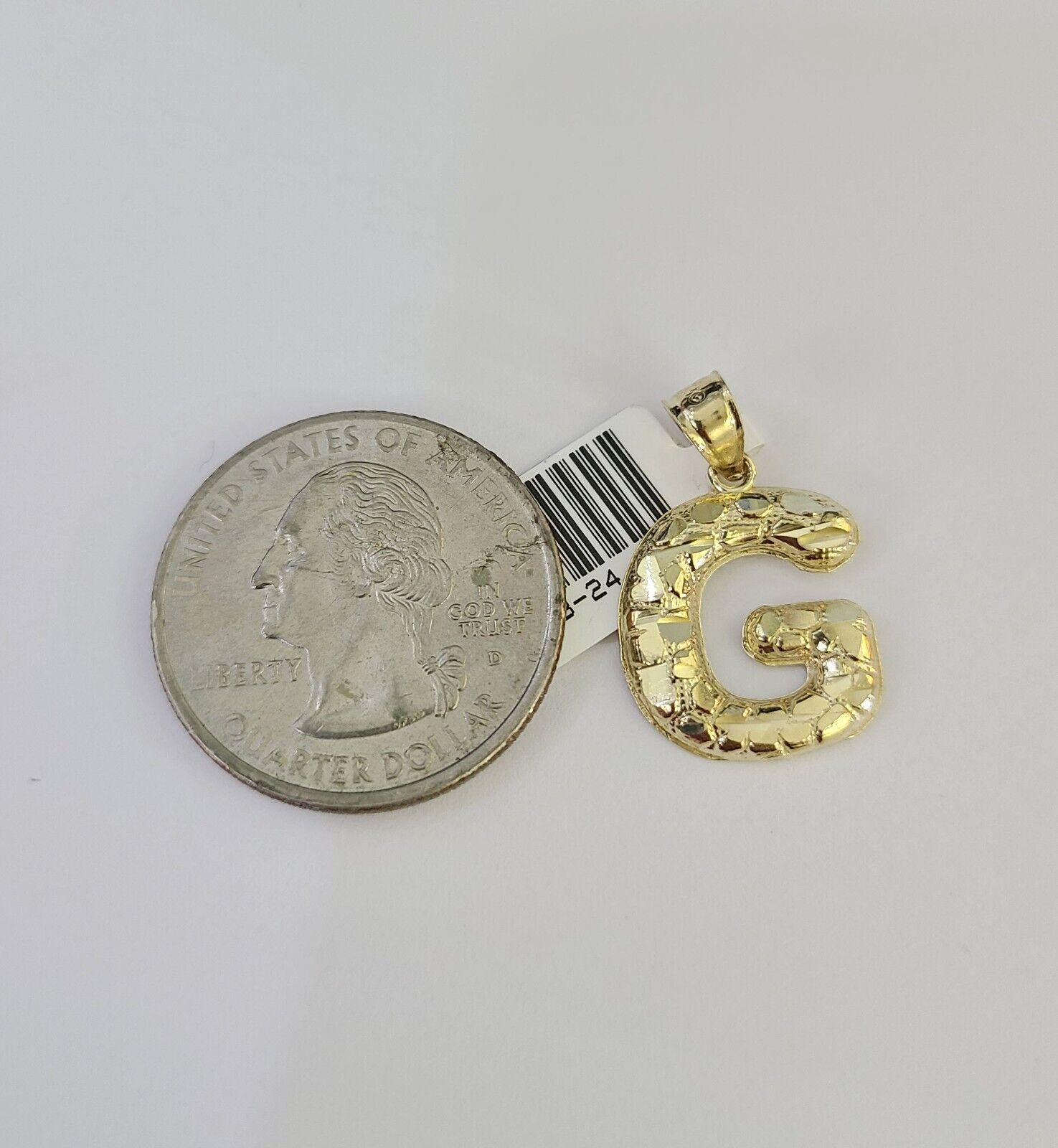 10k Gold Initial G Charm Rope Chain 16"-26" 2.5mm SET Necklace Alphabet Pendant