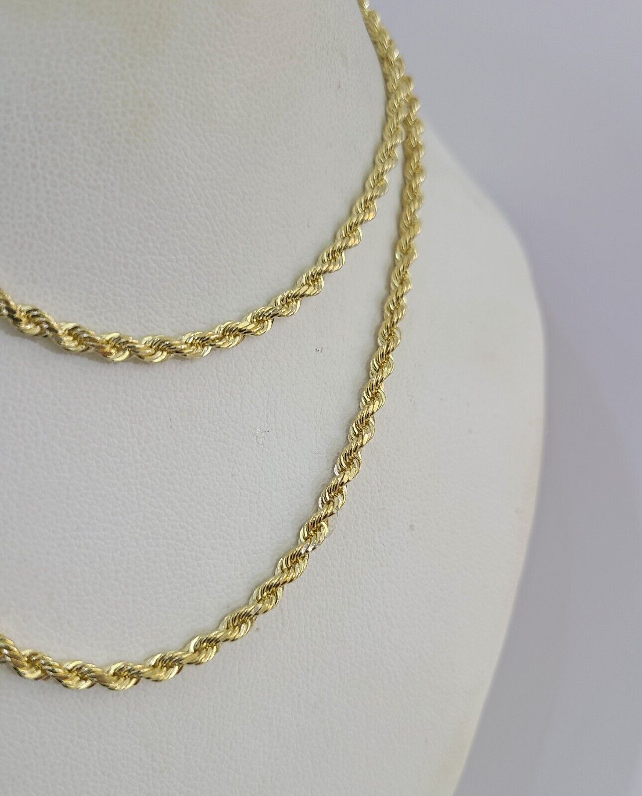 14k Solid Rope Chain Necklace 3mm 18"-28" Inch Yellow Gold Men Women 14Kt