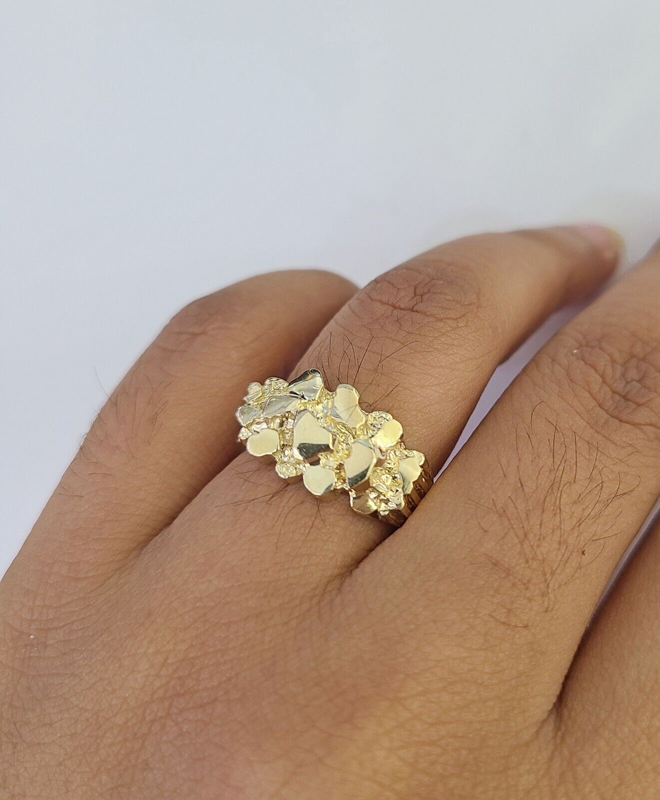 Real 10k Nugget Ring Yellow Gold Casual Ring 10kt Genuine All Sizes