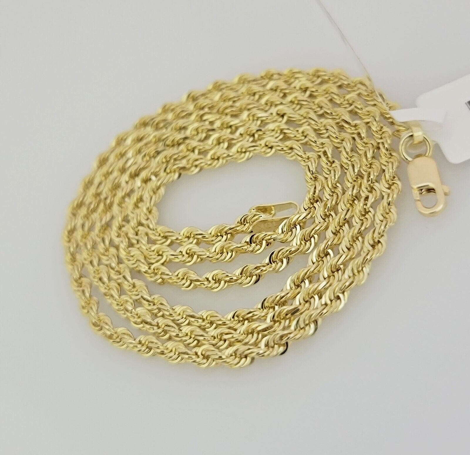 Real 10k Gold Chain Necklace Rope 22 Inch 2.5mm Diamond Cut Solid 10kt Men Women