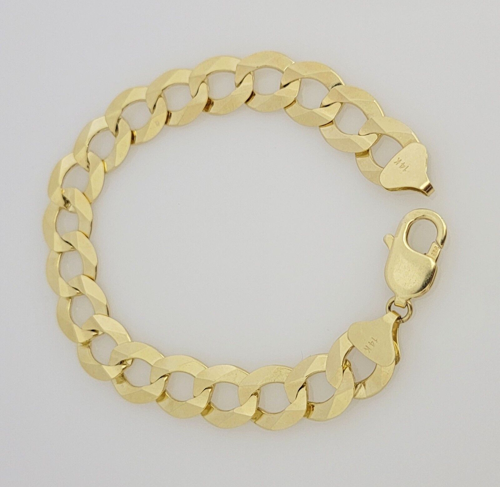 14k Yellow Gold Bracelet Cuban Curb Link 9 Inch 12mm Thick SOLID REAL 14kt Men's