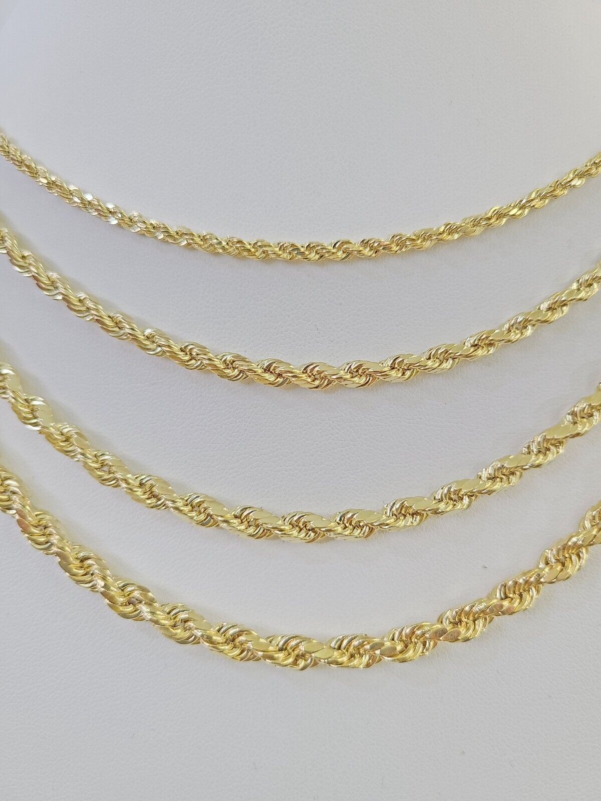 Real 14k Gold Rope Chain Necklace 3mm-6mm 20"-26" Inch Men Women Yellow 14kt