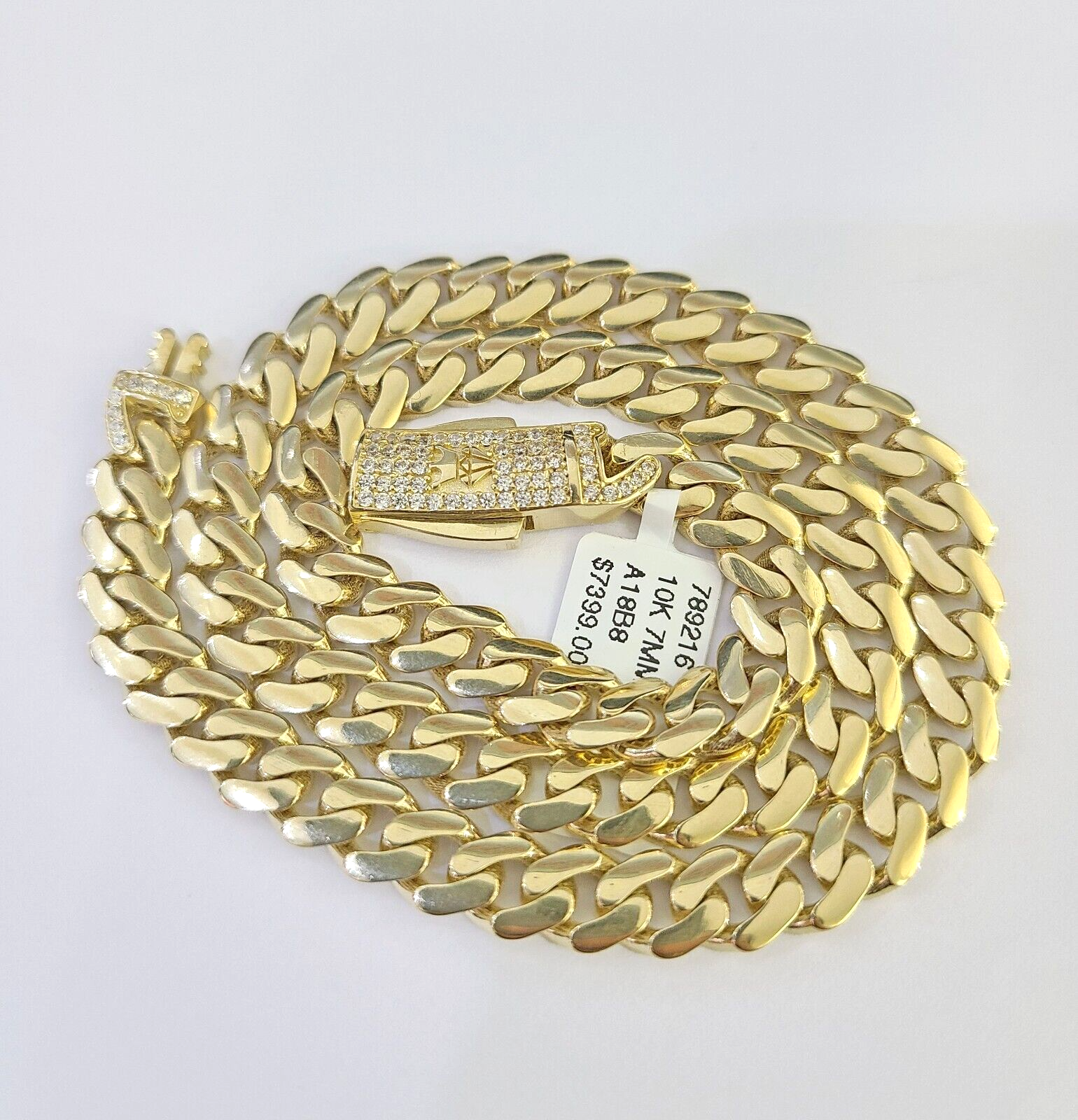 Real 10k Royal Monaco Chain 7mm 16-24 inches Necklace Yellow Gold Box Clasp