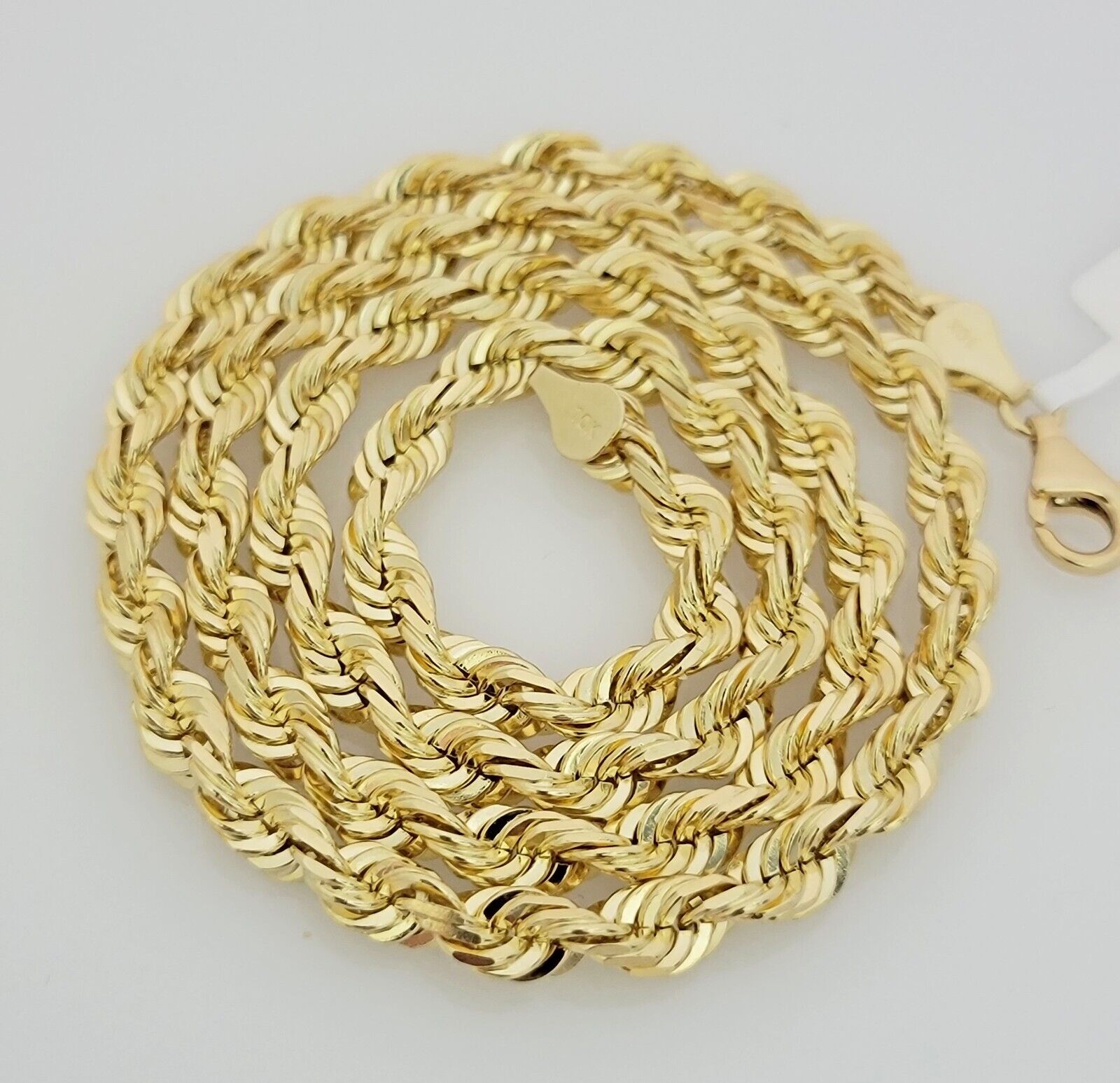 Real 10k Gold Necklace 6mm Rope 32 Inch Diamond Cut Solid 10kt Chain For mens