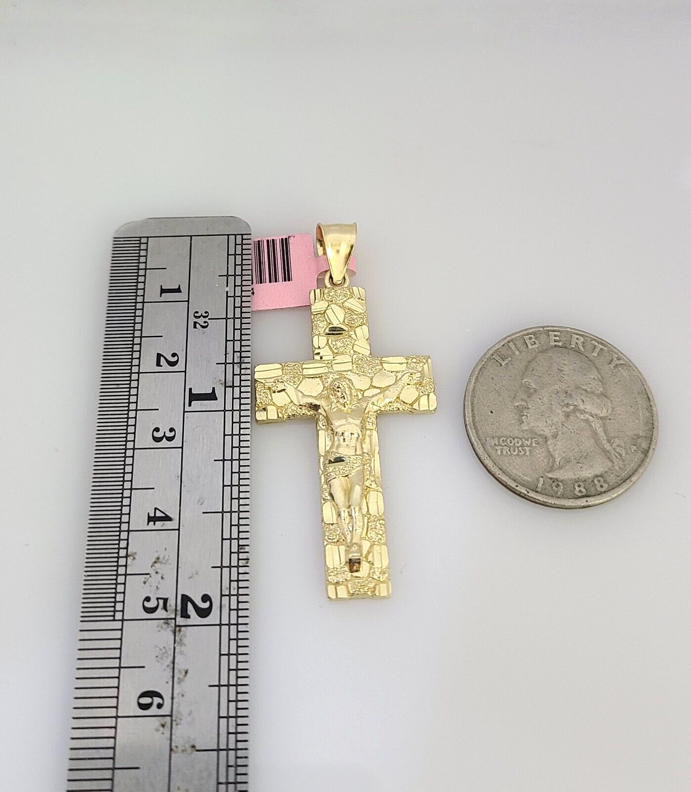 Real 14k Gold Chain Jesus Cross Pendant Set 14kt Cuban Curb Chain 4mm Charm