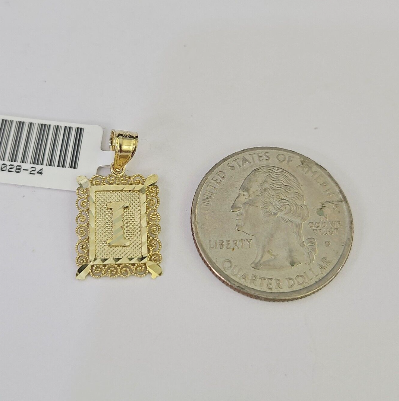 10k Gold Initial I Charm Rope Chain 16"-26" 2.5mm SET Necklace Alphabet Pendant