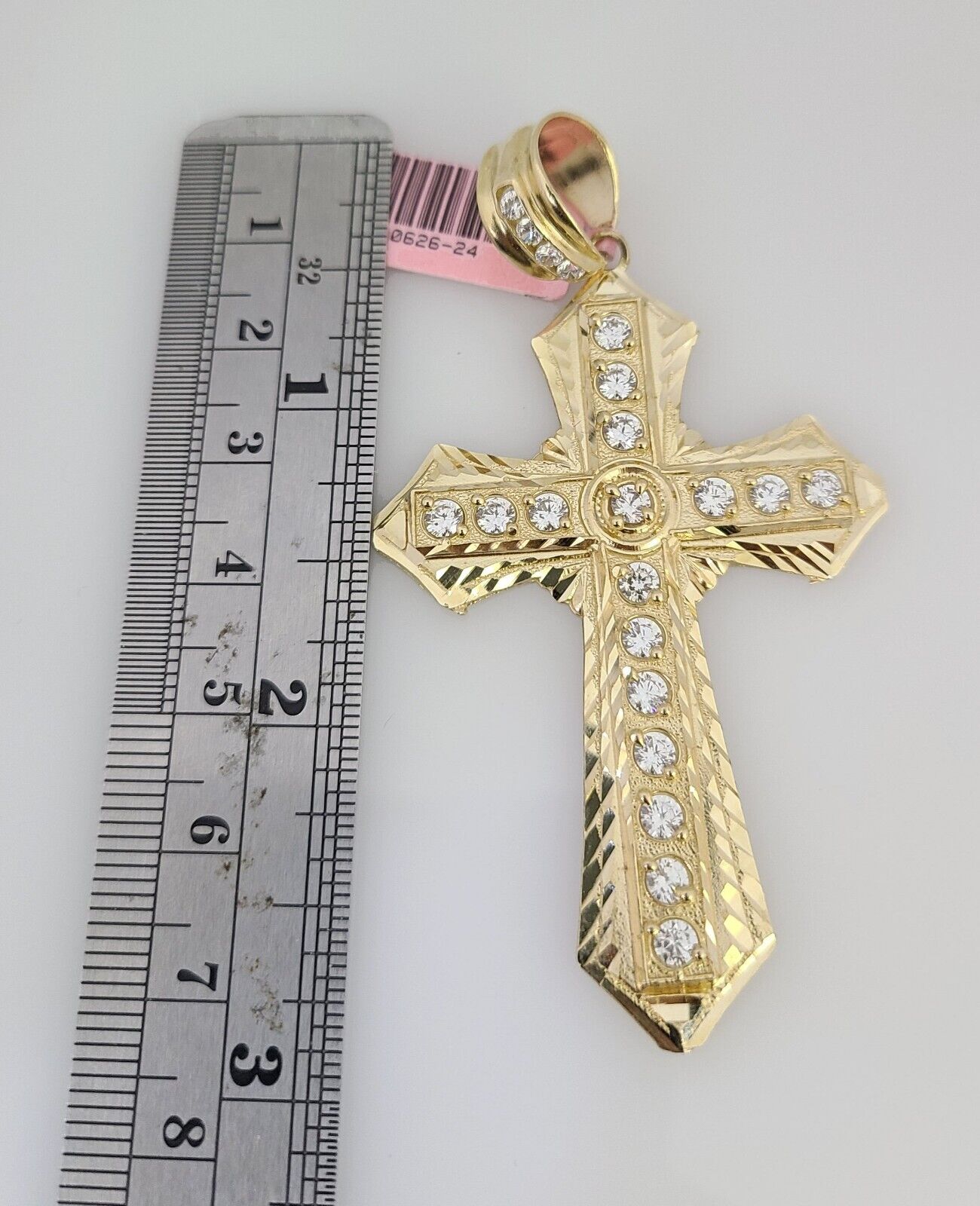 14K Gold Necklace Chain Jesus Cross Charm Turkish Byzantine 4mm 24" Pendant