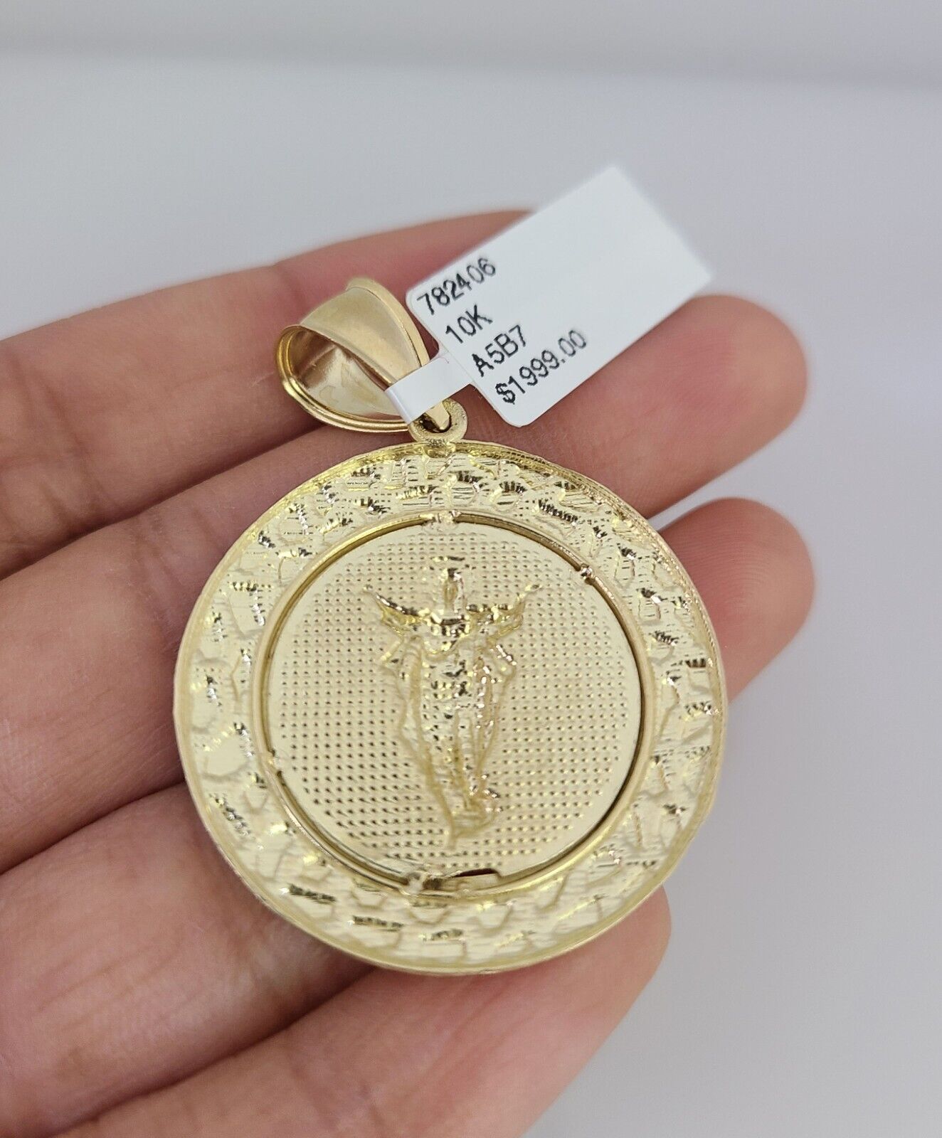 10k Gold Byzantine Chain Nugget Jesus Pendant SET REAL 10kt 3mm 18"-28" 10Kt