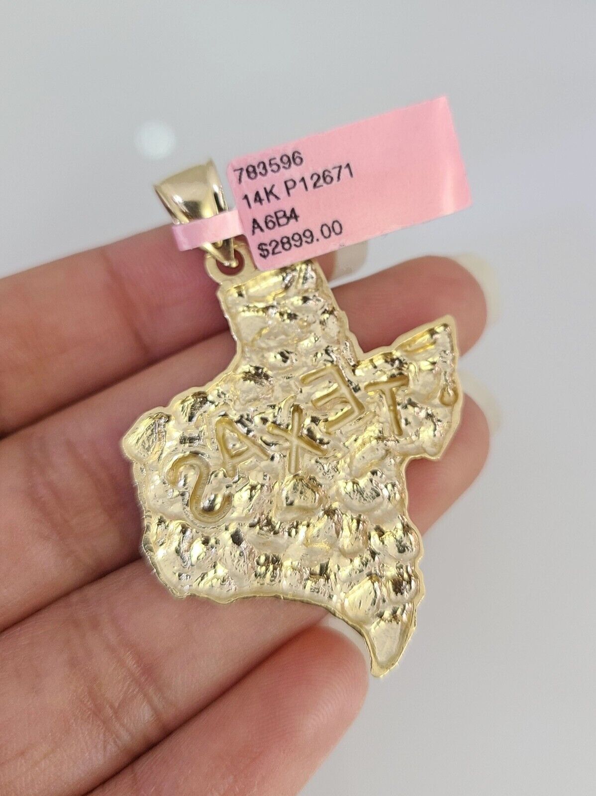 14K Gold Necklace Chain Texas Map Charm Turkish Byzantine 4mm 24" Pendant