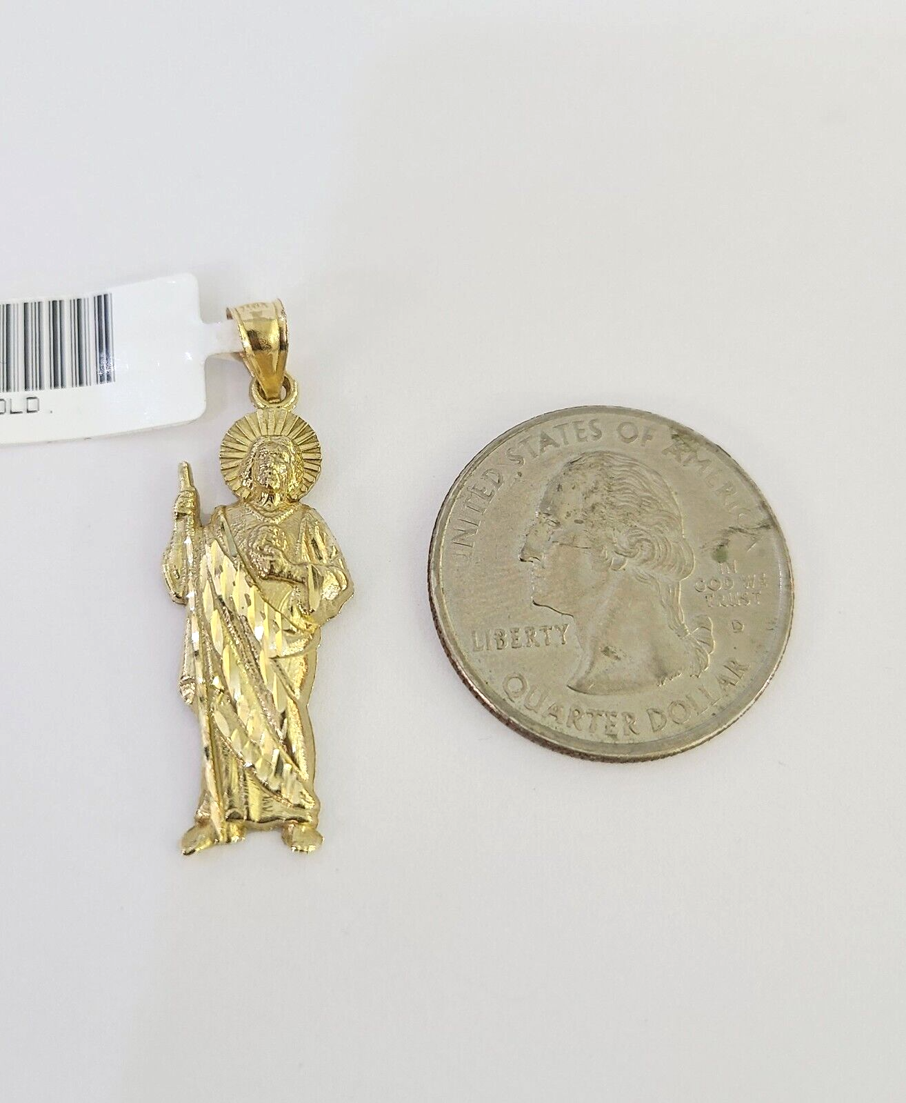 10k Solid Gold Cuban Curb Chain Saint Jude Pendant 2mm 18"-24" SET Necklace