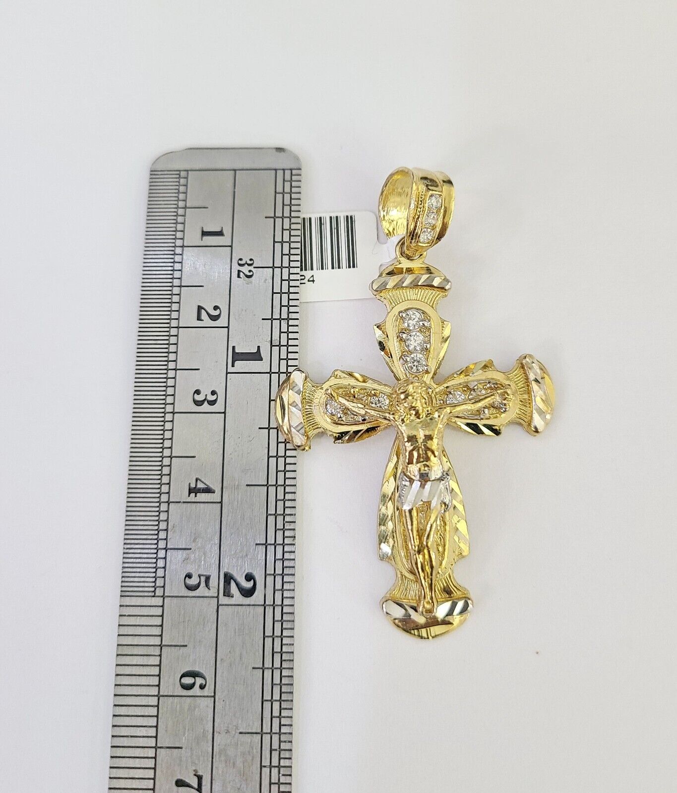 10k Solid Gold Cuban Curb Chain Jesus Cross Pendant 6mm 20"-30" SET Necklace