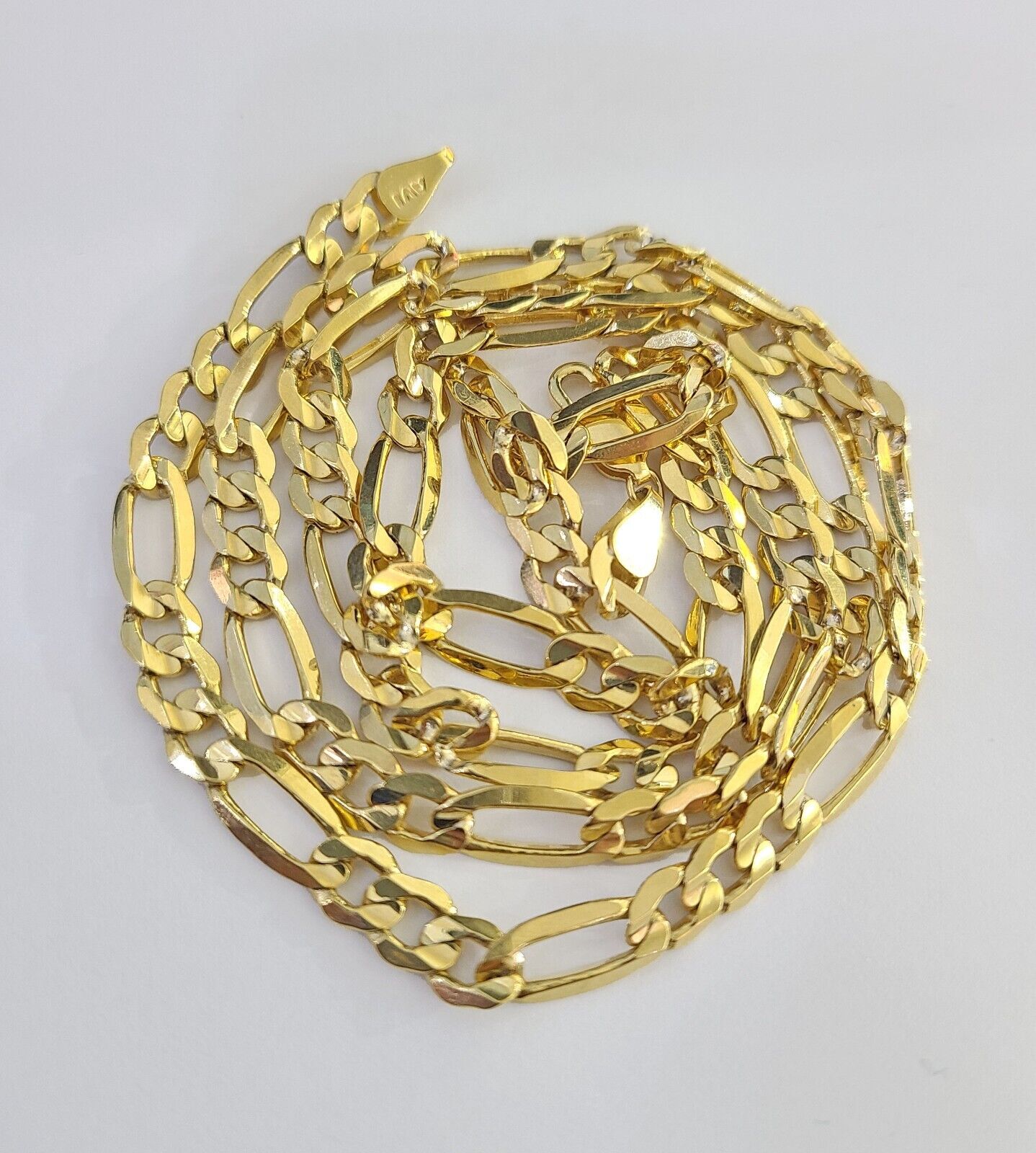 10K Solid Figaro Link Chain Necklace Yellow Gold 6mm 24" 26" 10kt