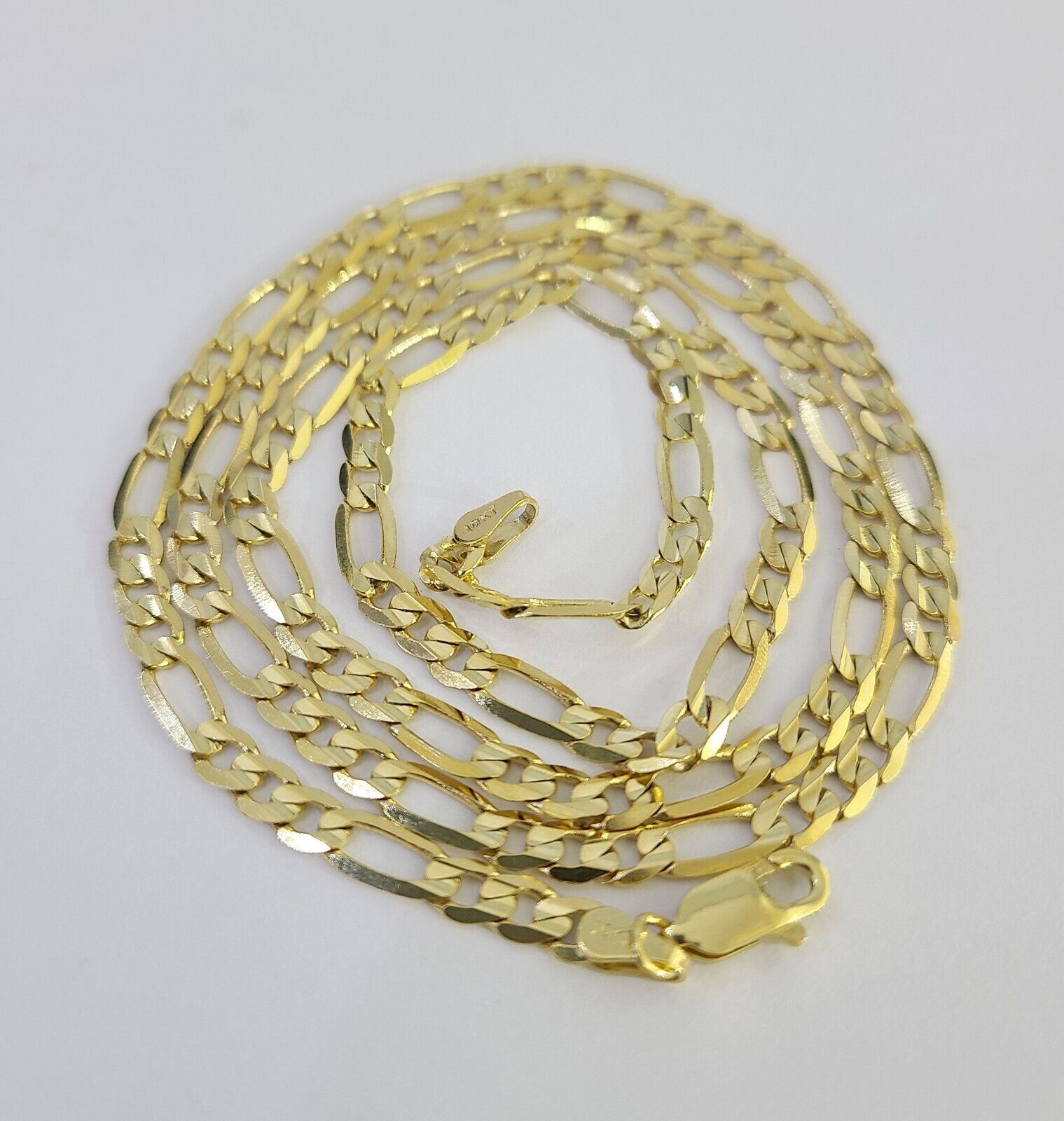 10K Solid Figaro Link Chain Necklace Yellow Gold 4mm 20" 22" 24" 10kt