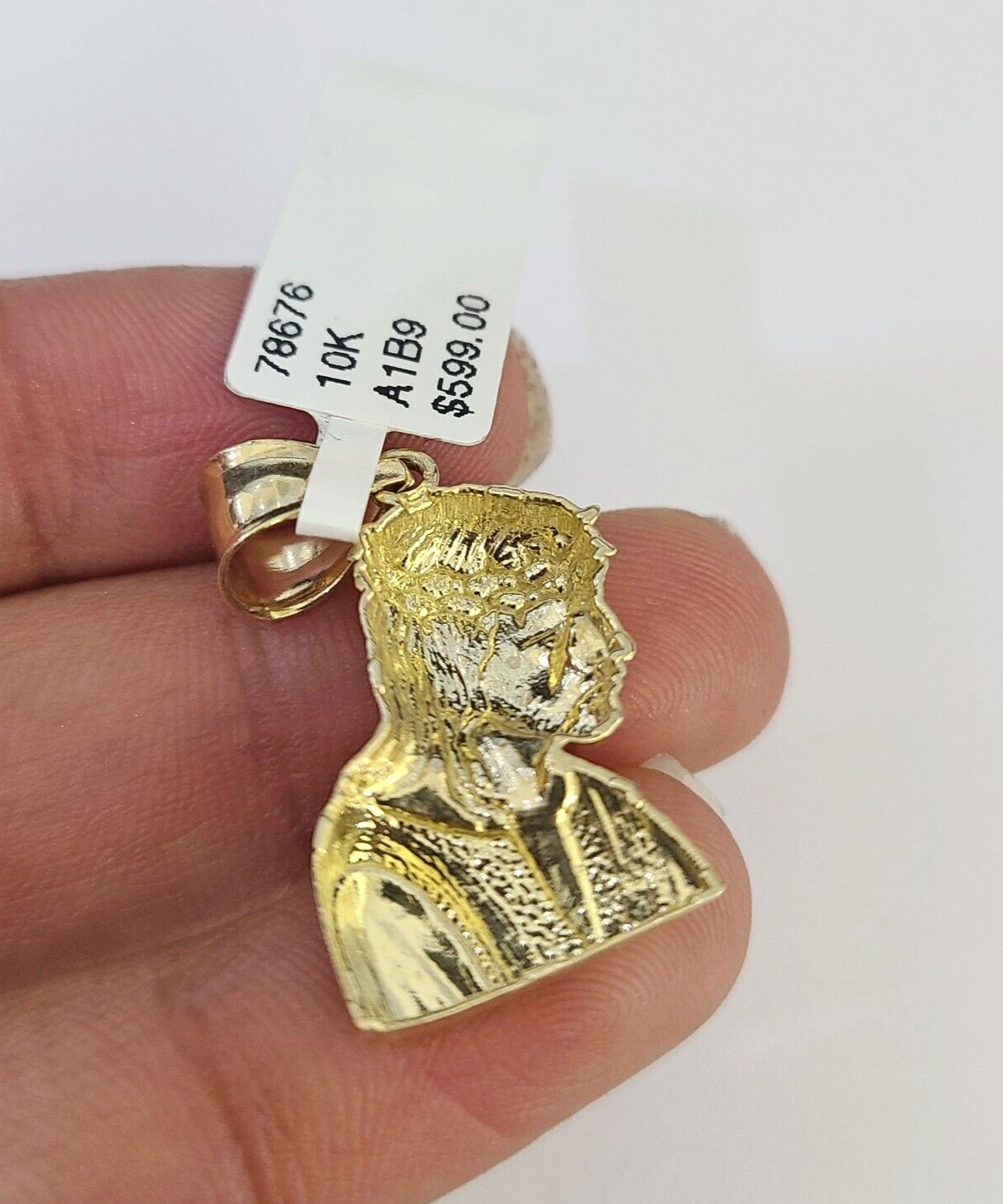 10k Solid Gold Cuban Curb Chain Jesus Head Pendant 2.5mm 18"-26" SET Necklace