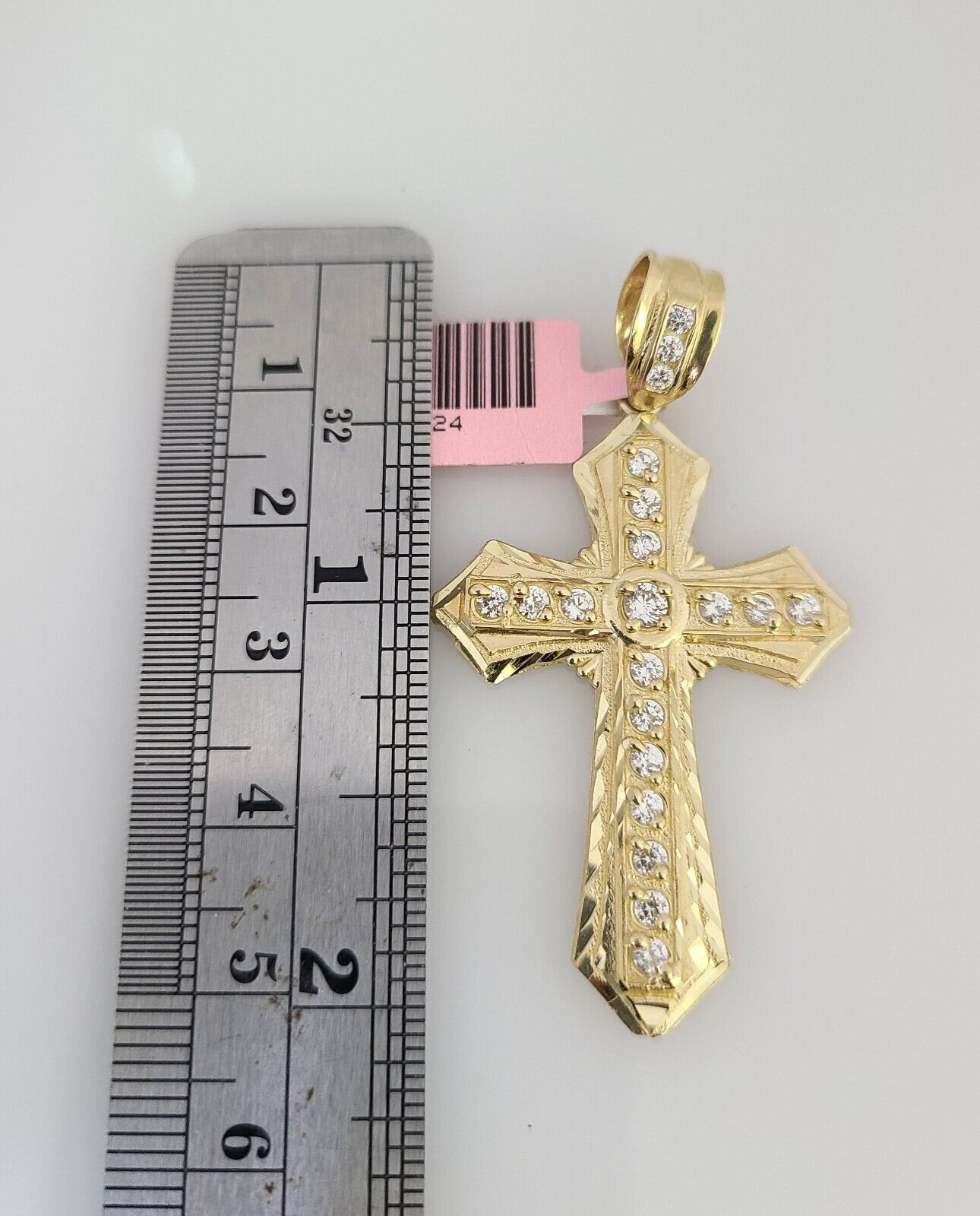 14K Gold Necklace Chain Jesus Cross Charm Turkish Byzantine 4mm 24" Pendant
