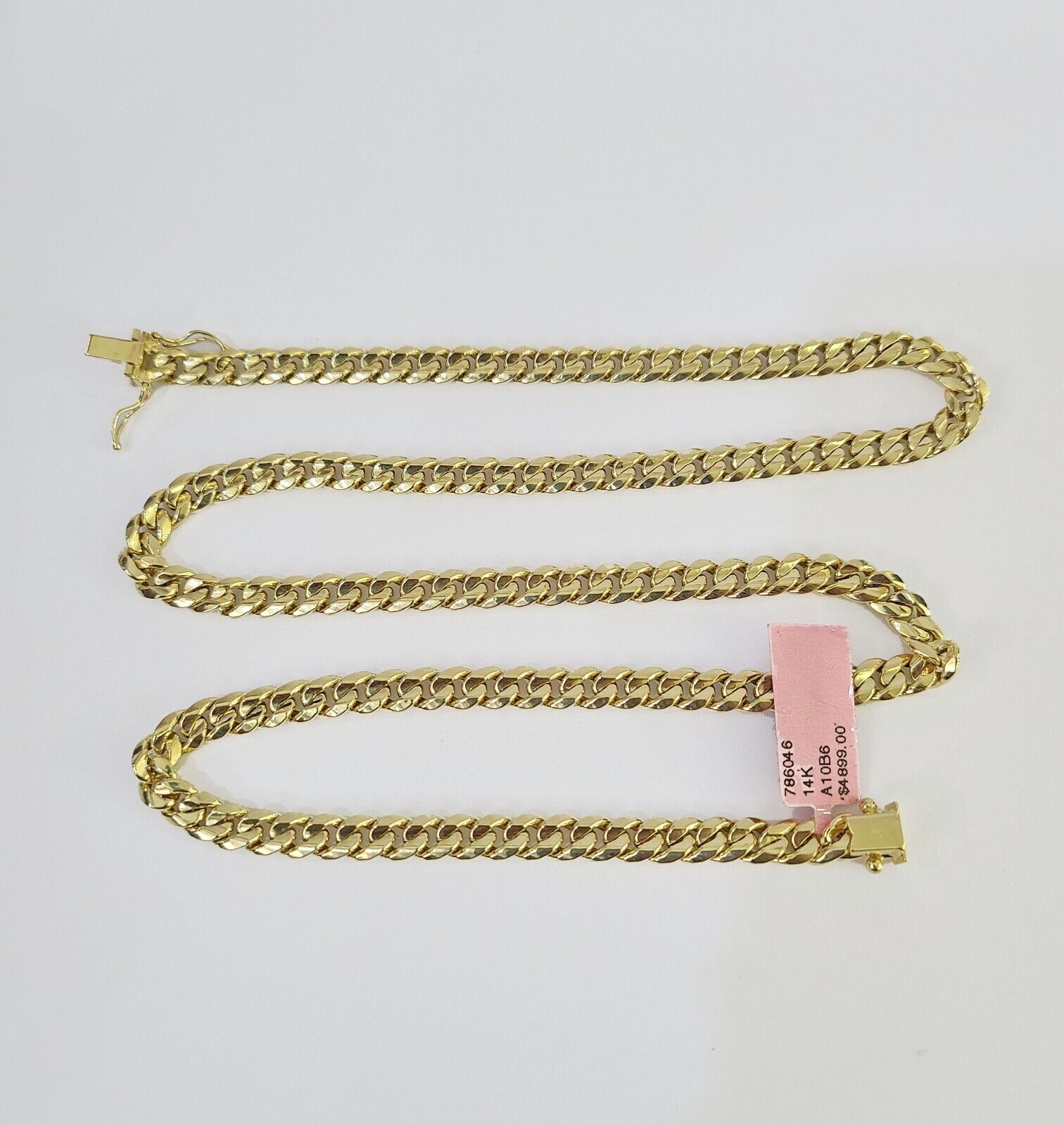 Real 14K Gold Miami Cuban Link Chain Necklace 26 inch 6mm Mens Hollow DISCOUNT