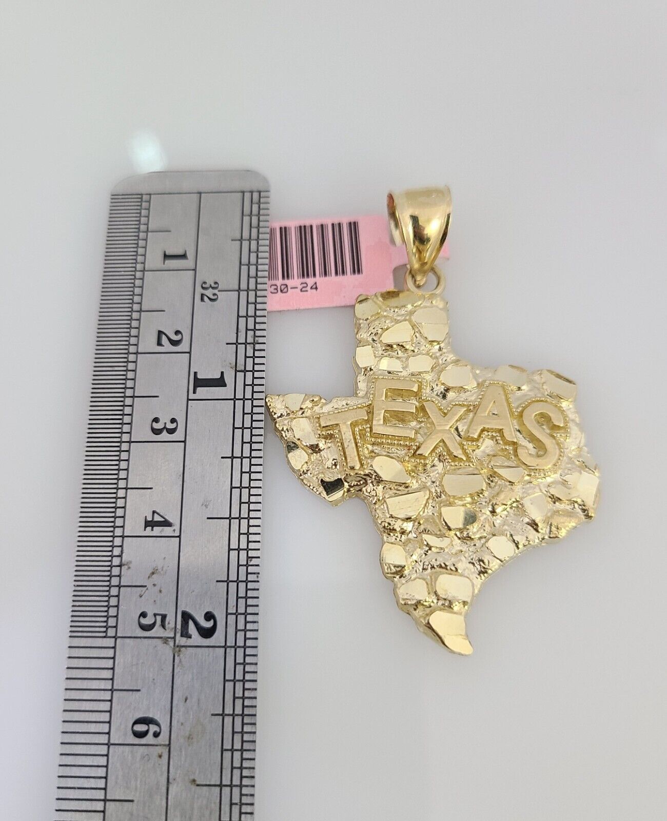 14K Gold Necklace Chain Texas Map Charm Turkish Byzantine 4mm 24" Pendant