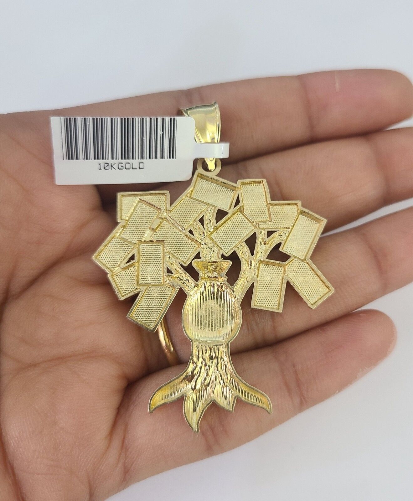 money tree pendant 10K Franco Chain Money Tree Pendant Charm Necklace 20"-28" 4mm Yellow – Goldenlinq