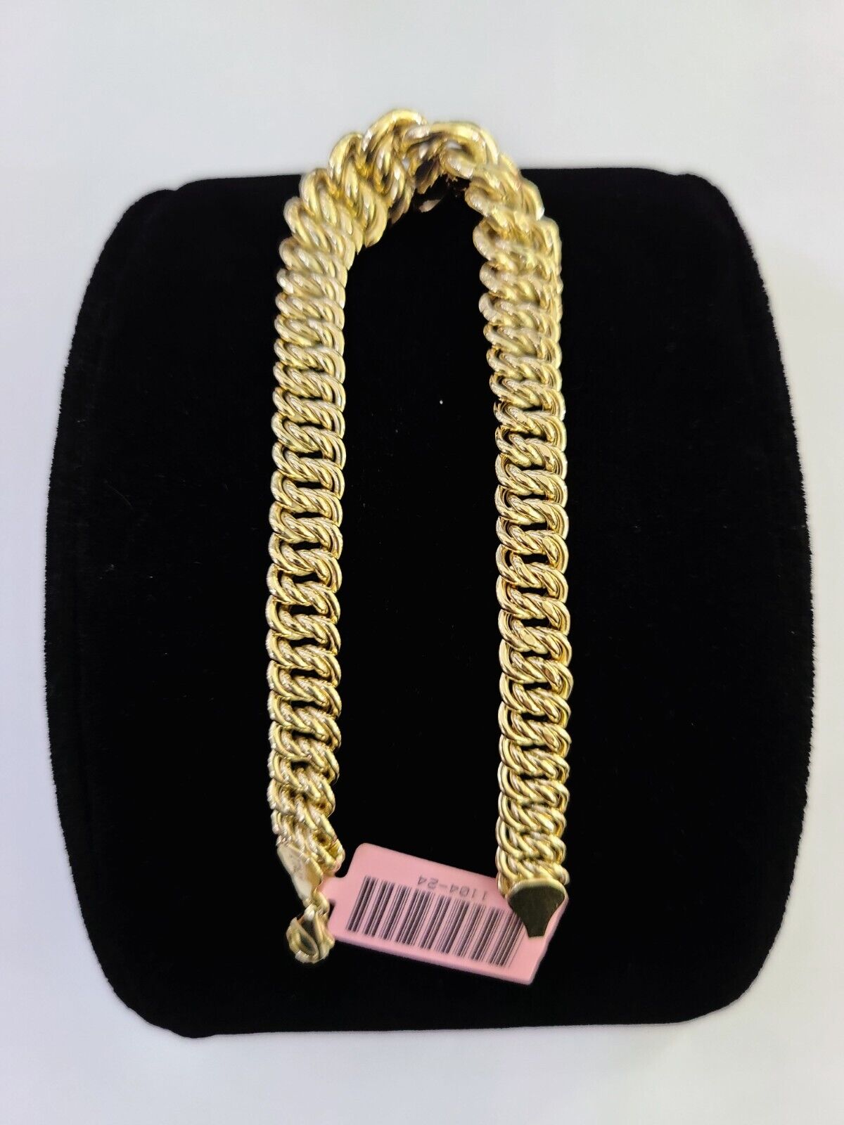 14K Gold Princesa Ring Bracelet 7" 7mm Real Yellow SET Flat Byzantine Link 14Kt All Sizes