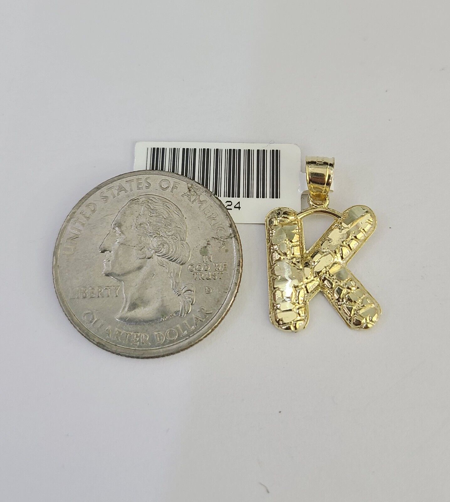 10k Gold Initial K Charm Rope Chain 16"-26" 2.5mm SET Necklace Alphabet Pendant