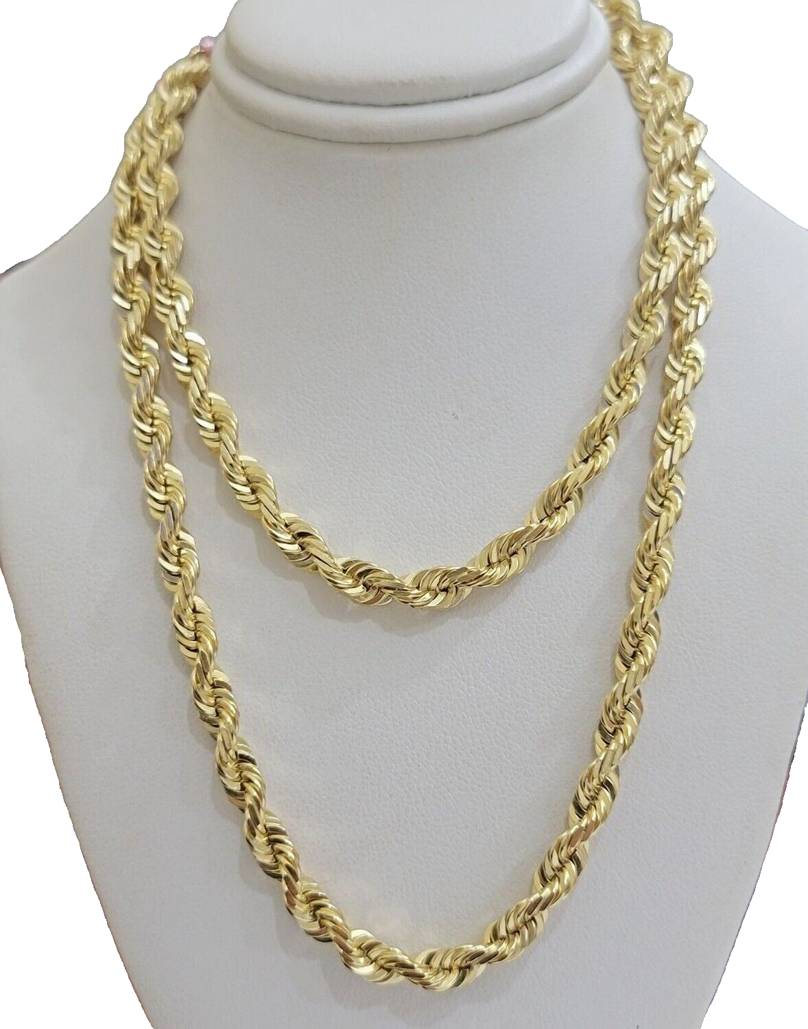 Real 10k Gold Chain Necklace Rope 22 Inch 6mm Diamond Cut Solid 10kt For mens