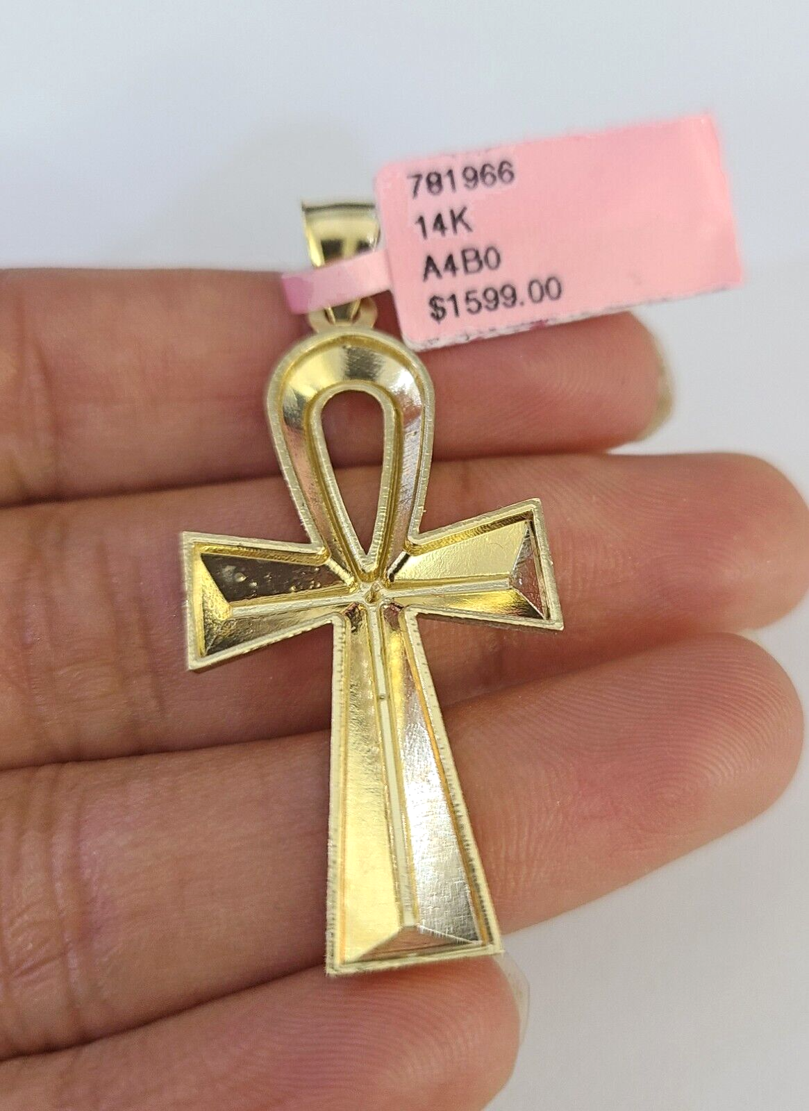 Real 14k Solid Rope Chain Jesus Ankh Cross Charm Set 3mm 18"-26" Necklace Gold
