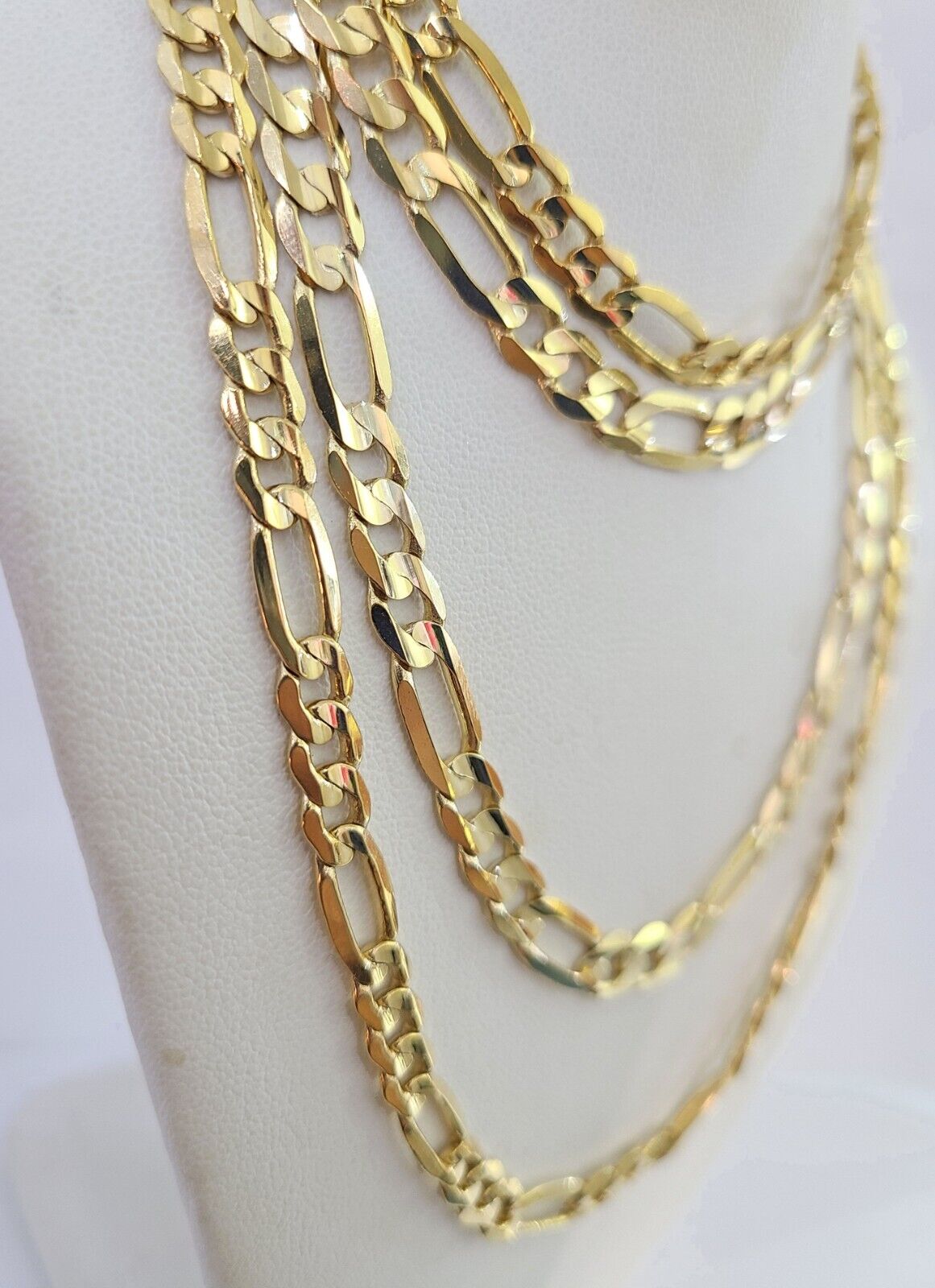 10K Solid Figaro Link Chain Necklace Yellow Gold 6mm 24" 26" 10kt