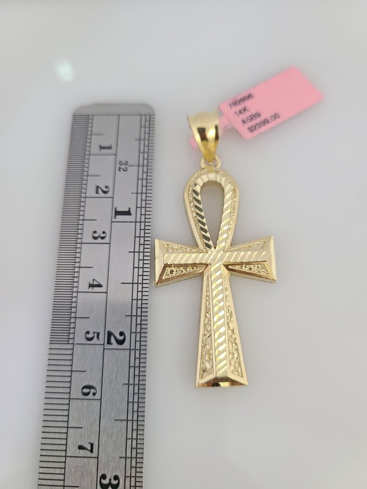 14k Gold Rope Chain Necklace Set 6mm Ankh Cross Charm Pendant 18"-28" inch