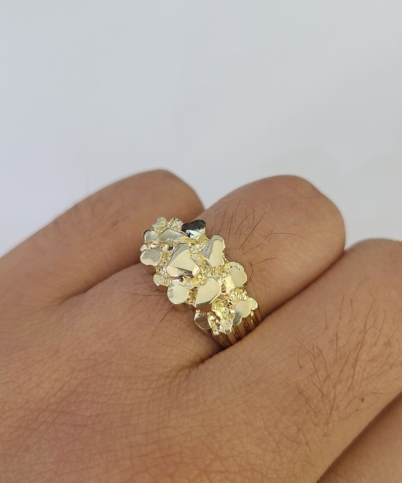 Real 10k Nugget Ring Yellow Gold Casual Ring 10kt Genuine All Sizes