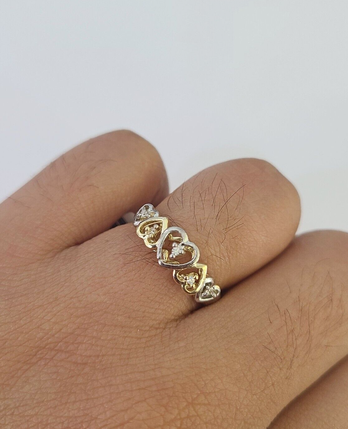 Real 10k Yellow Gold Hearts Ring Wedding Engagement Casual 10Kt Genuine All Sizes