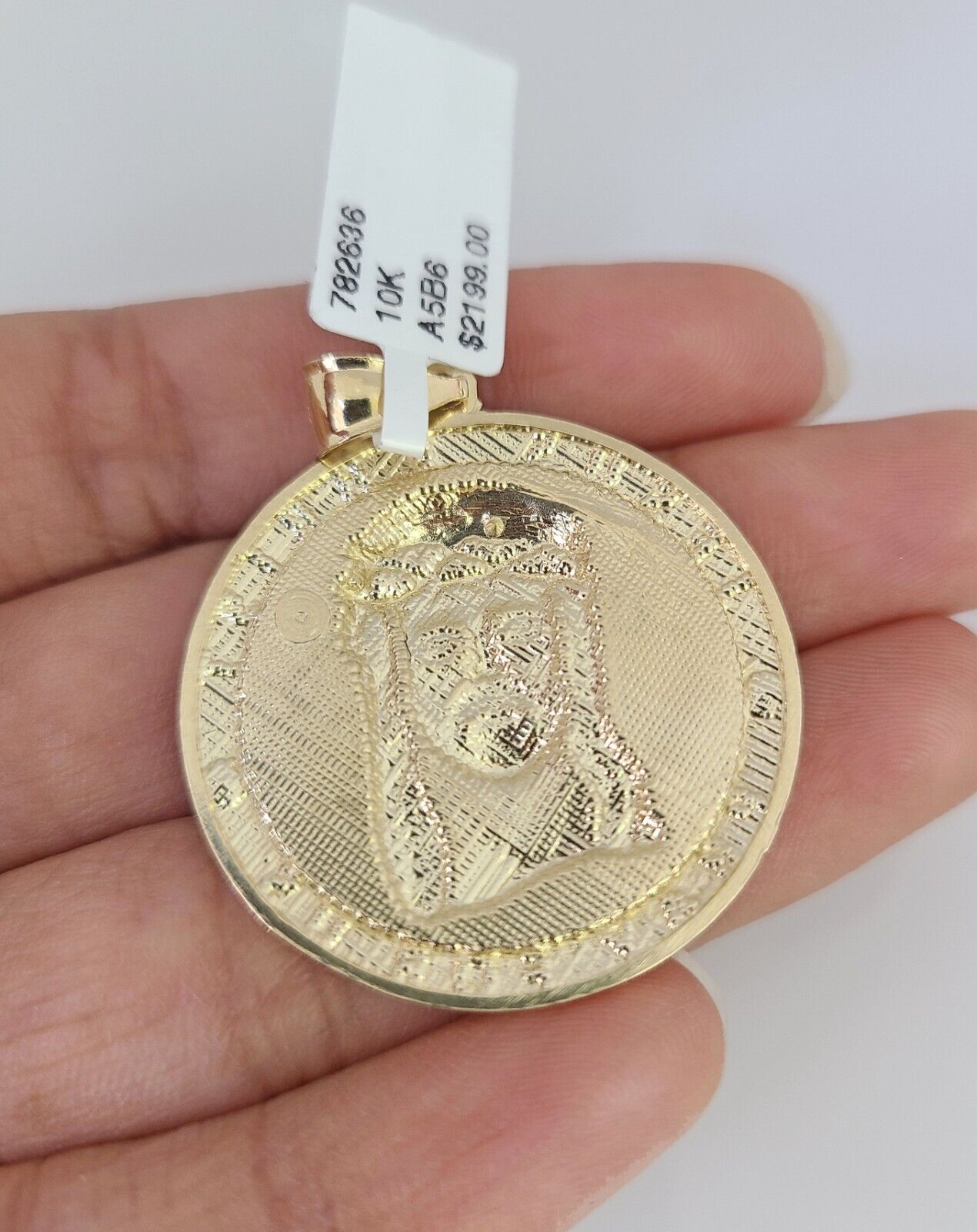 Real 10k Gold Byzantine Chain Jesus Charm Pendant SET 3mm 24 Inch Mens Necklace