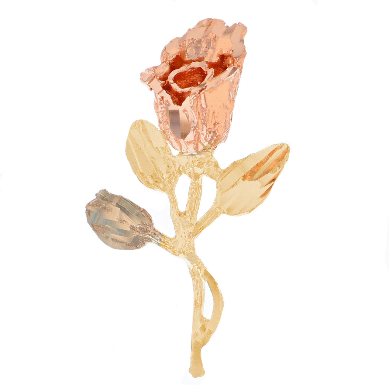 10k Multi-Tone Gold Large Rose Womens Flower Slide Pendant (P13363)