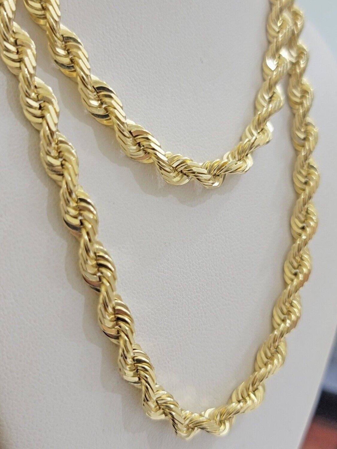 6mm 10k Gold Rope Chain Necklace 22 Inch Mens REAL 10kt Yellow Gold Strong SOLID - GoldenlinQ