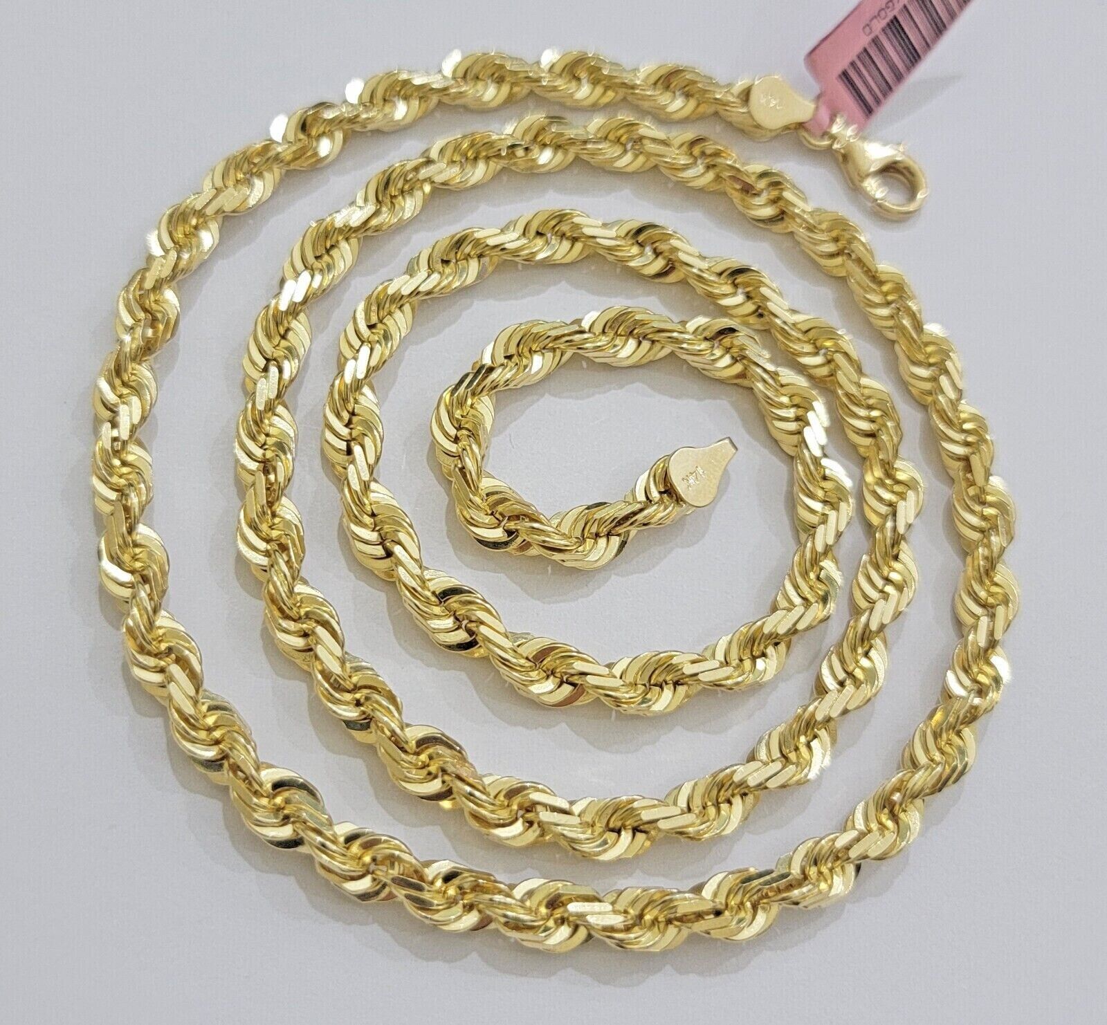 6mm 10k Gold Rope Chain Necklace 22 Inch Mens REAL 10kt Yellow Gold Strong SOLID - GoldenlinQ