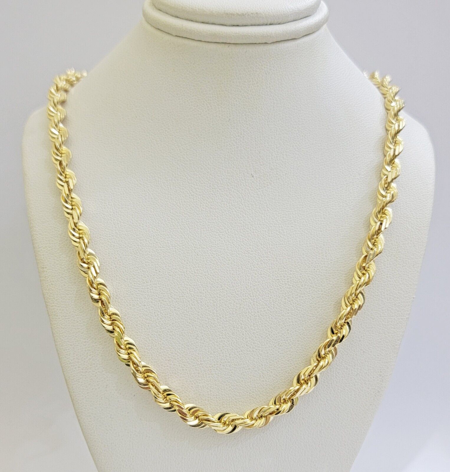 6mm 10k Gold Rope Chain Necklace SOLID Real 10kt Yellow Gold 18" - 28" Diamond Cut - GoldenlinQ