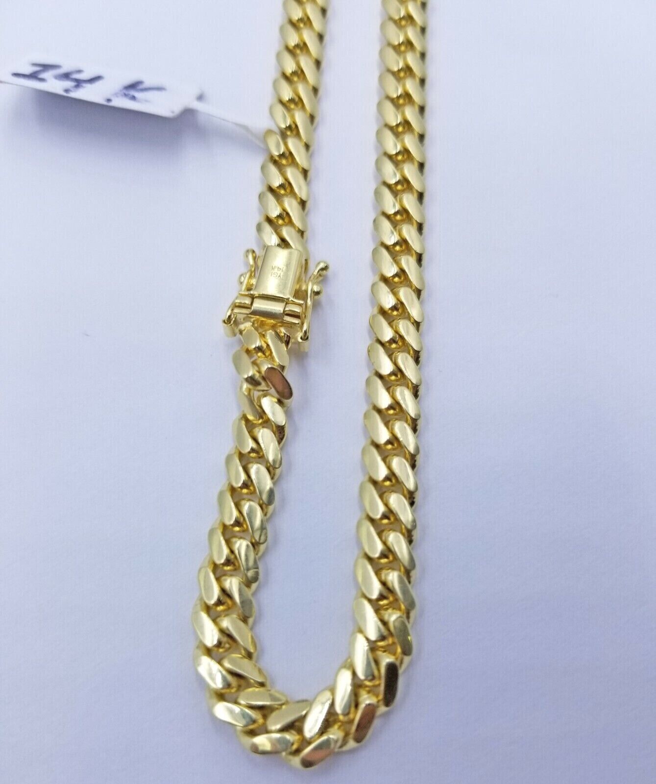 6mm Miami Cuban Link Chain Necklace 26 Inch SOLID 14k Yellow Gold REAL 14kt - GoldenlinQ