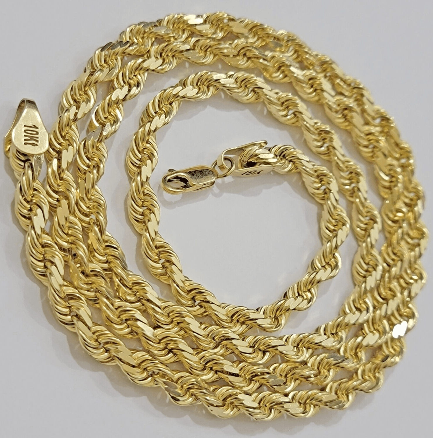 6mm Rope Chain Necklace 10k Yellow Gold Solid 20" Dimond Cut GURANTEED REAL GOLD - GoldenLinQ