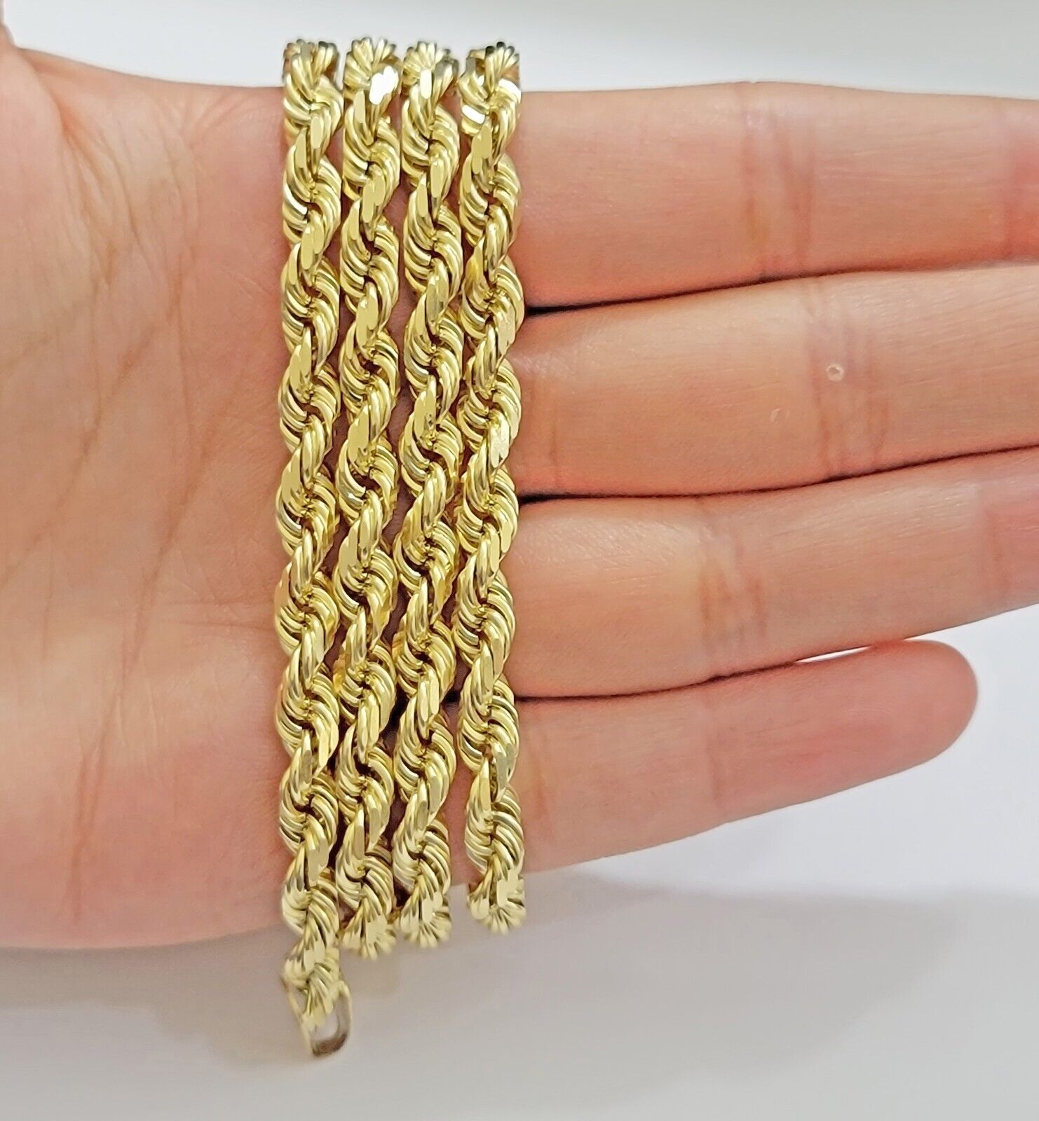 6mm Rope Chain Necklace 10k Yellow Gold Solid 22" Dimond Cut GURANTEED REAL GOLD - GoldenlinQ