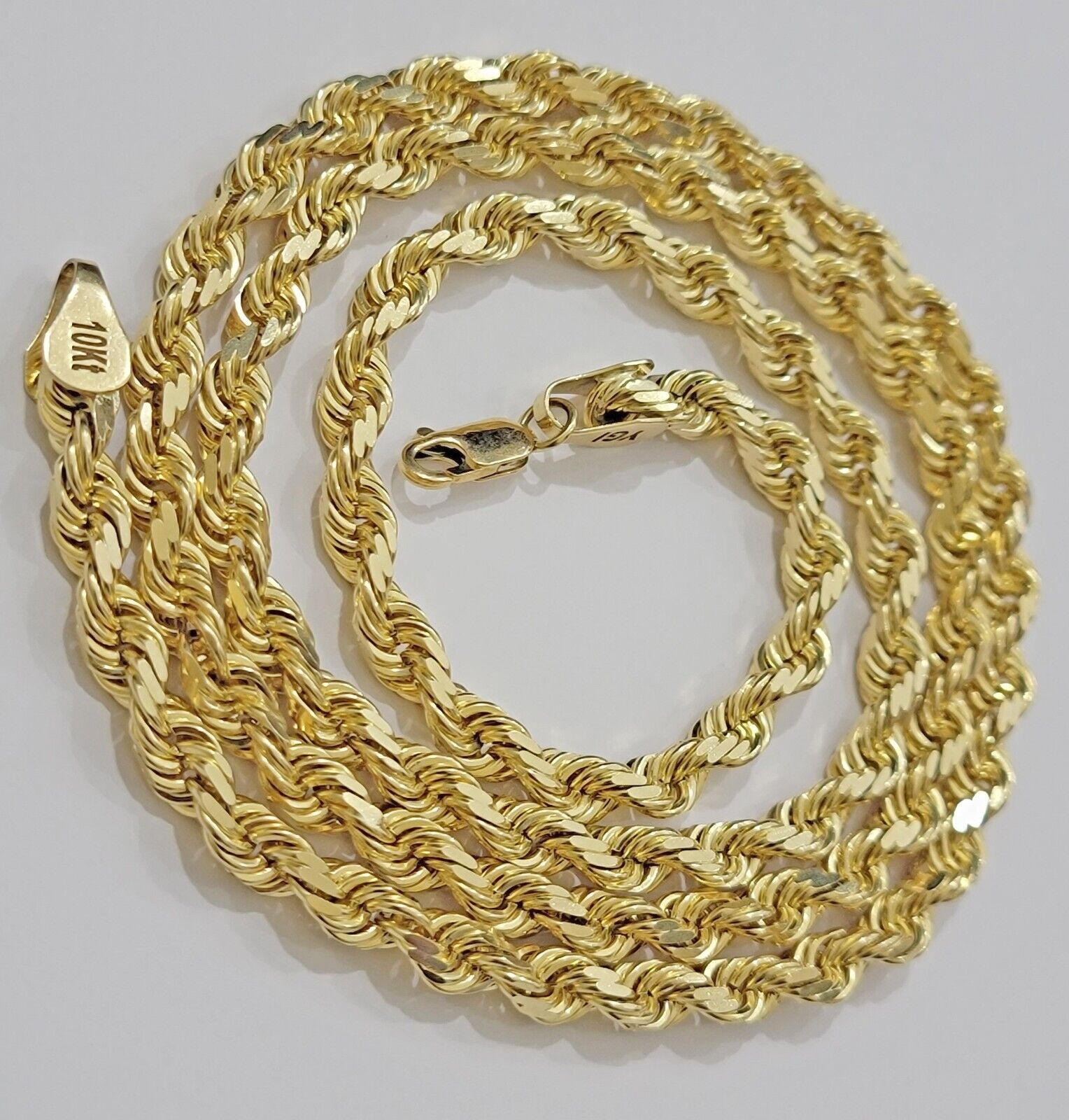 6mm Rope Chain Necklace 10k Yellow Gold Solid 24" Dimond Cut GURANTEED REAL GOLD - GoldenLinQ