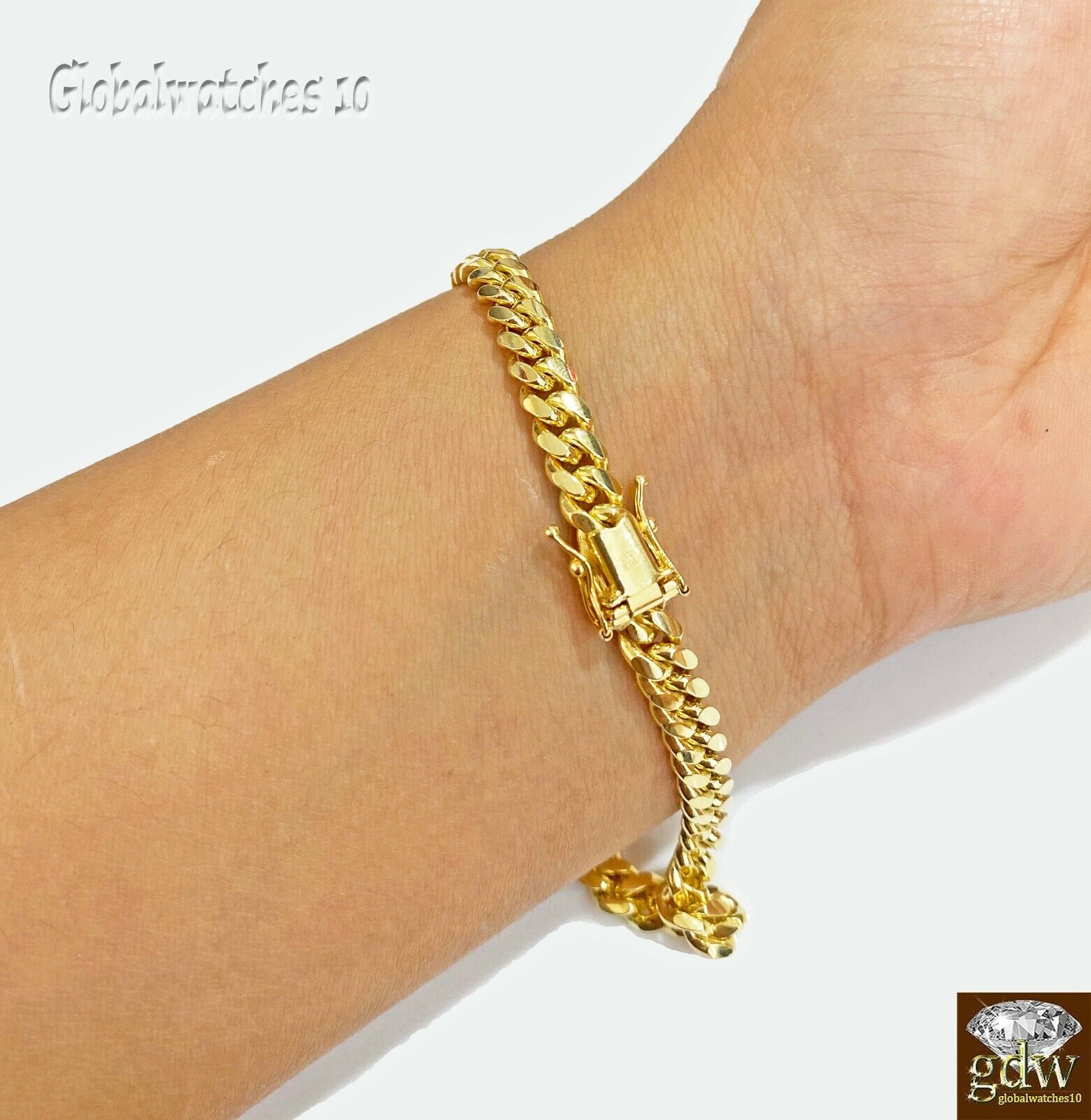 6mm Solid 10k Yellow Gold Miami Cuban Bracelet Box Lock strong Link 8 Inch Heavy - GoldenlinQ