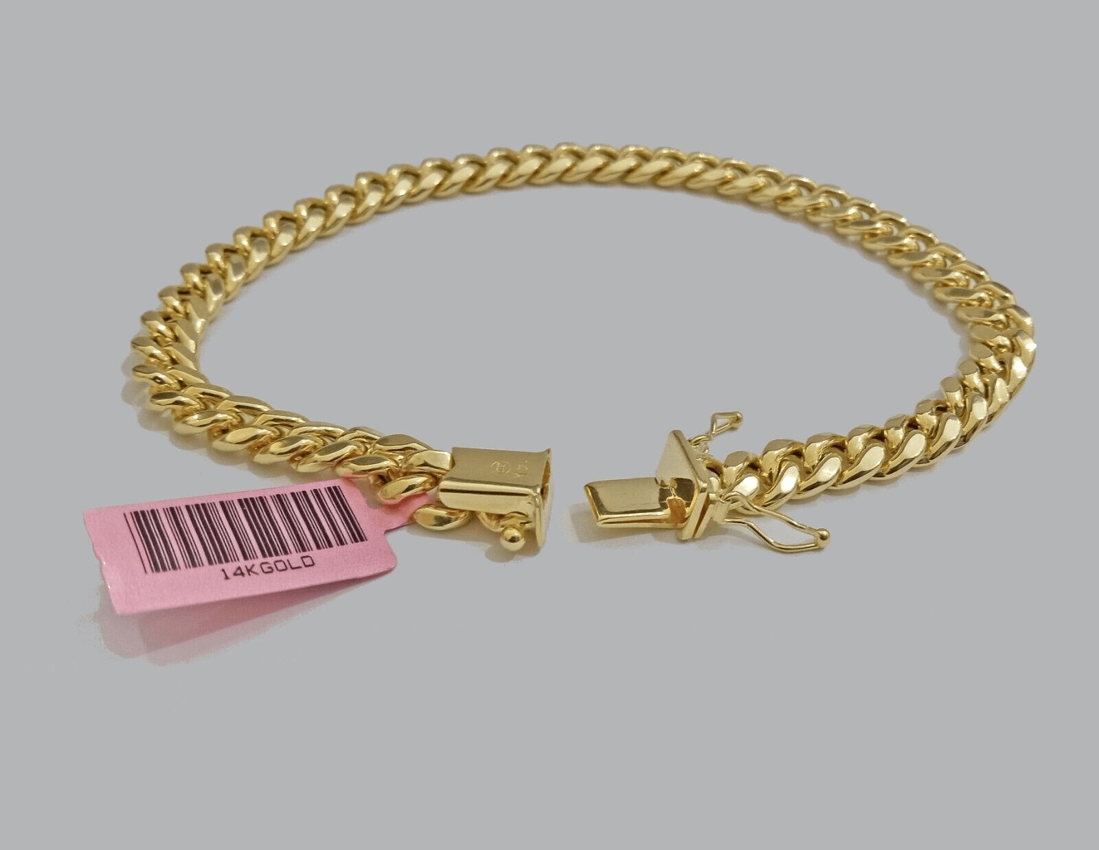 7mm 14k Gold Bracelet Miami Cuban Link 7" - 9 Inch Real 14kt Yellow Gold SOLID - GoldenlinQ