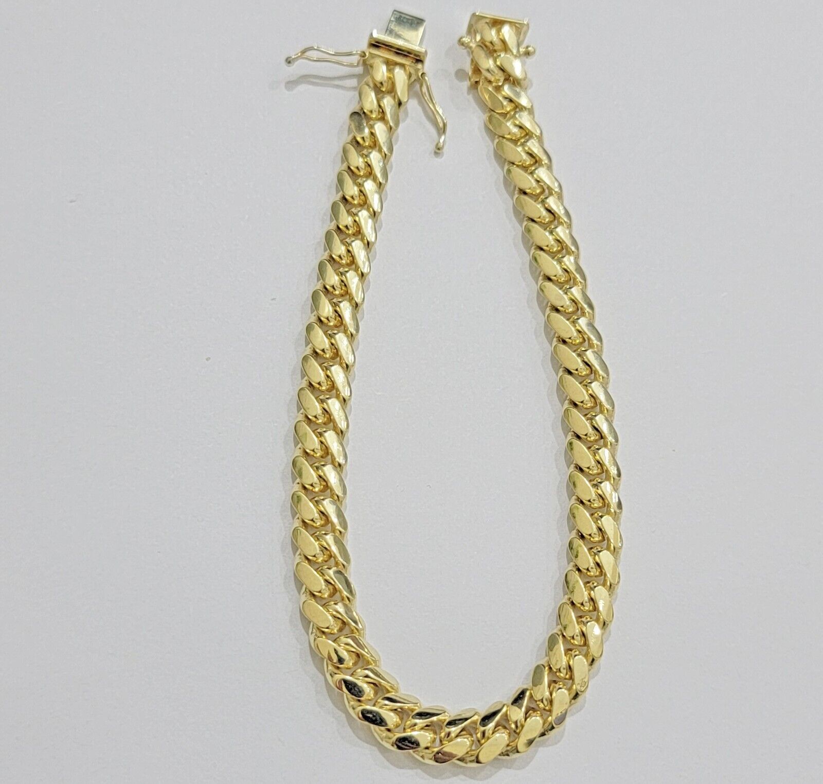 7mm 14k Gold Bracelet Miami Cuban Link 7" - 9 Inch Real 14kt Yellow Gold SOLID - GoldenlinQ