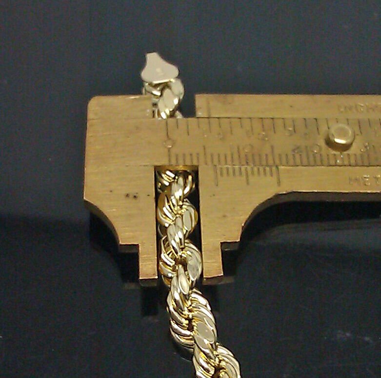 7mm Rope Chain 20" - 30" Real 10kt Yellow Gold Necklace Men's Diamond Cut Lobster - GoldenlinQ